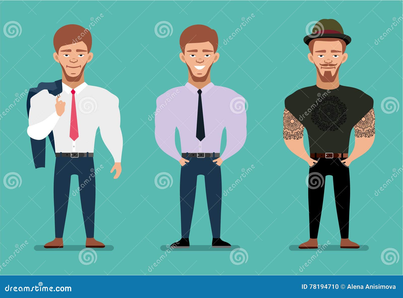 Stylish Young Man - Businessman and Hipster. Flat Illustration. Cartoon ...