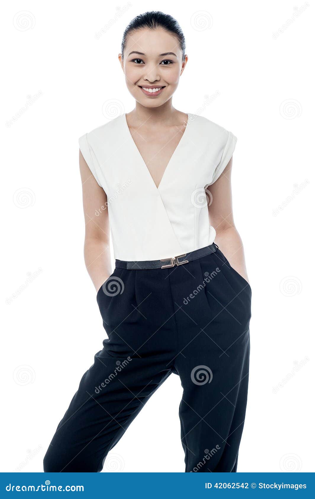 Stylish Young Woman in Trendy Attire Stock Photo - Image of beautiful ...