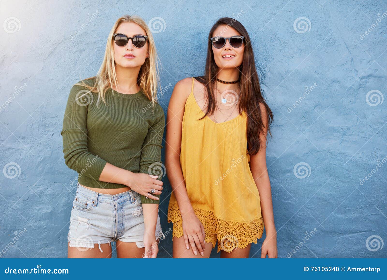 Stylish Young Women Standing Together Stock Photo - Image of ...
