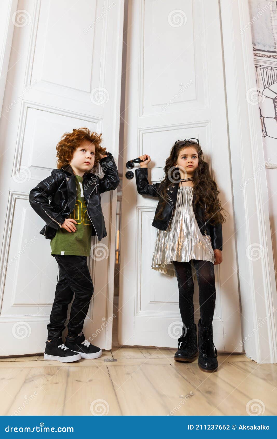 Stylishly Dressed Boy and Girl Stock Photo Image of hairstyle, beauty