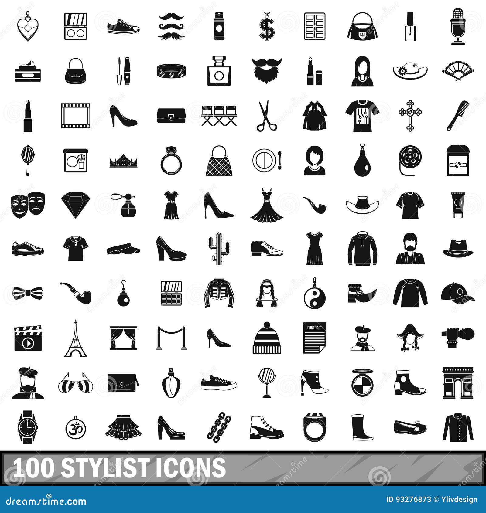 100 Stylist Icons Set, Simple Style Stock Vector - Illustration of ...