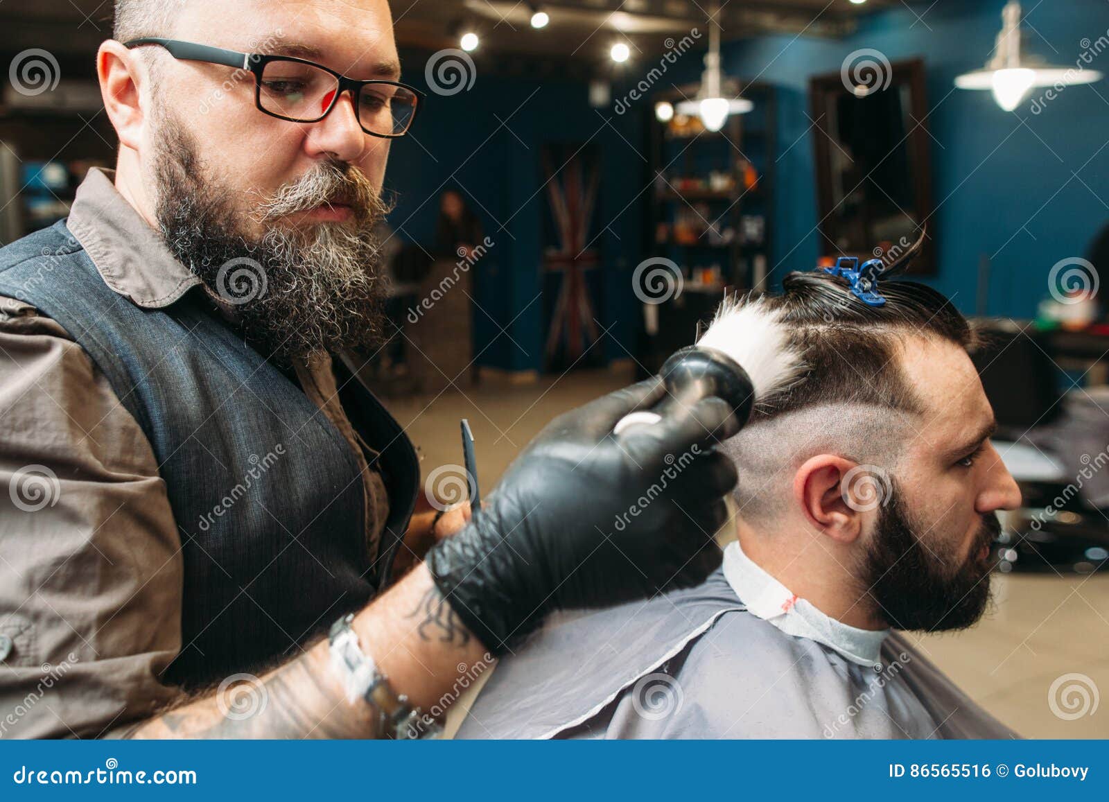 Stylist Shaving Client Head Side View Stock Photo - Image of head ...