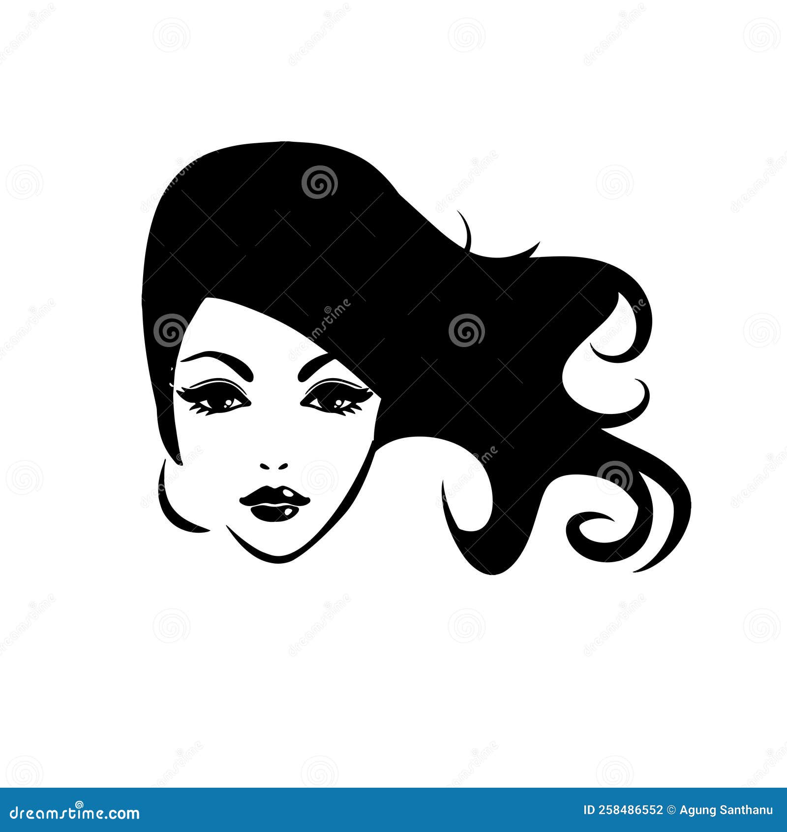 Stylized Beautiful Woman S Face with Long Hair Silhouette. Women S Hair ...