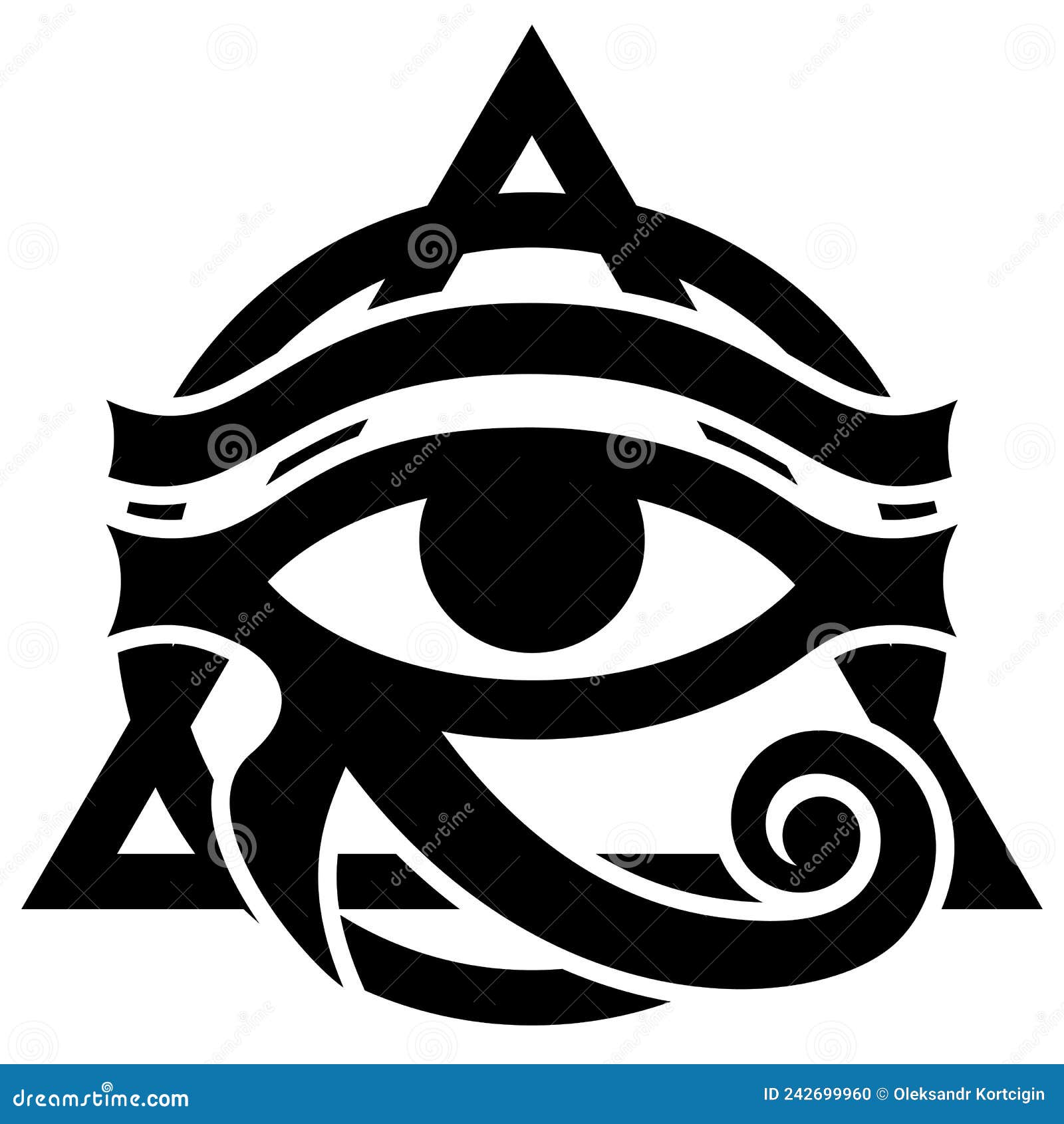 Stylized Black Eye Of Horus On White Background Vector Monochrome Illustration Stock Vector