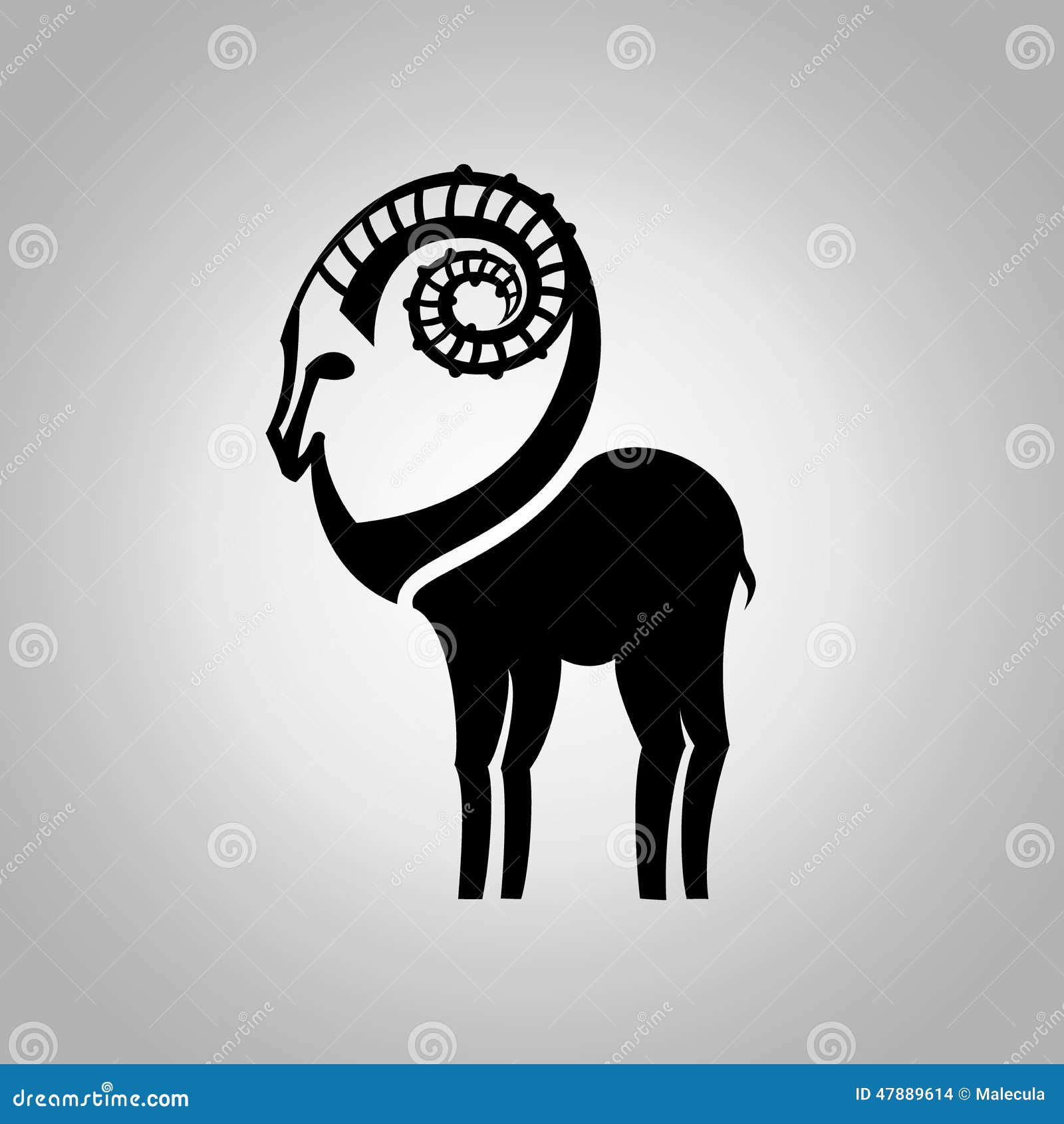 Stylized Black Silhouette of Goat S Figure. Ibex Stock Vector ...