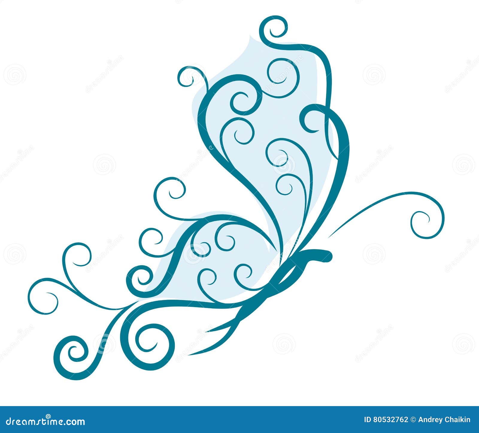 Stylized blue butterfly. stock vector. Illustration of vector - 80532762
