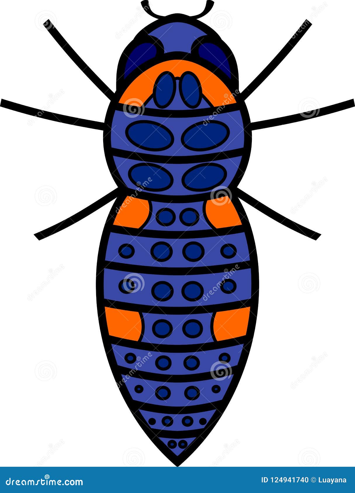 Stylized Blue Cartoon Larva of Ladybird on White Background Stock Vector -  Illustration of cartoon, vector: 124941740