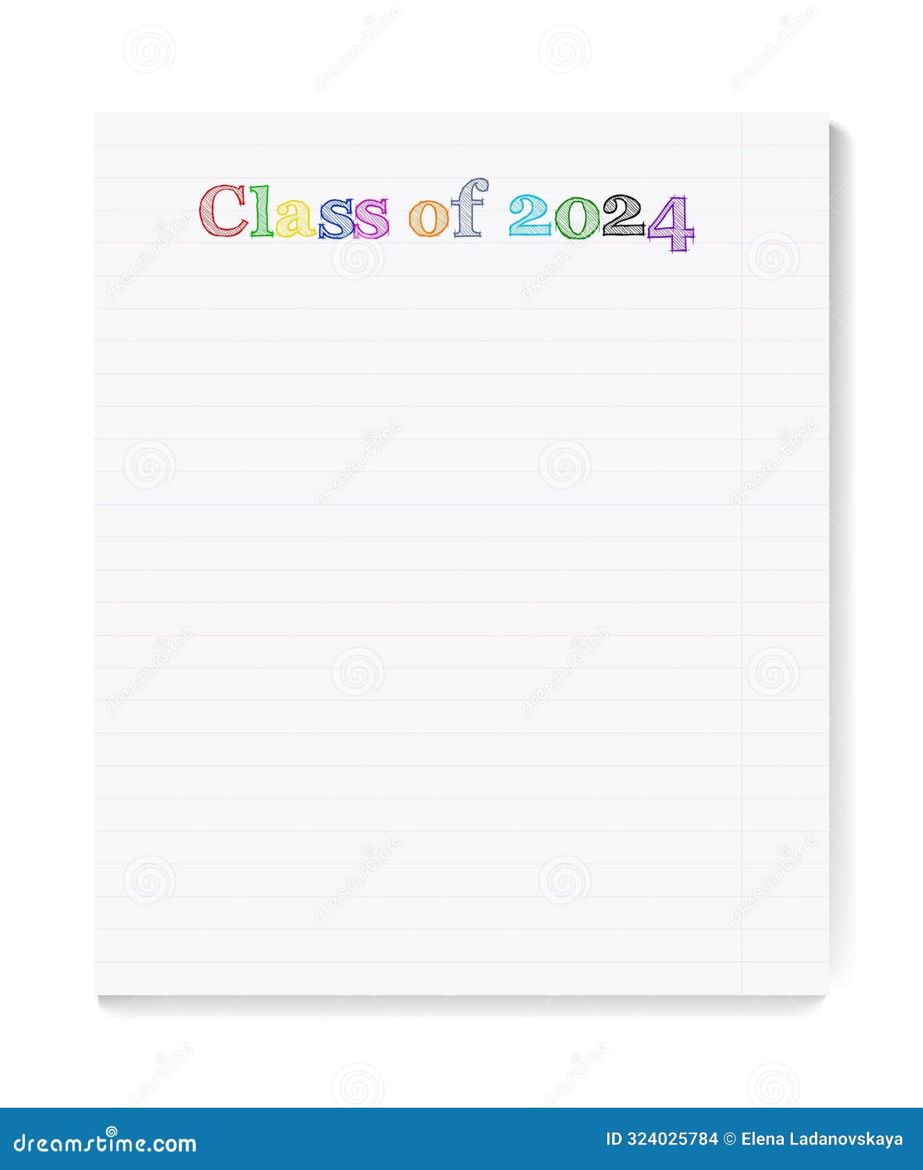 Stylized Calligraphic Inscription Class of 2024 in One Line. Stock
