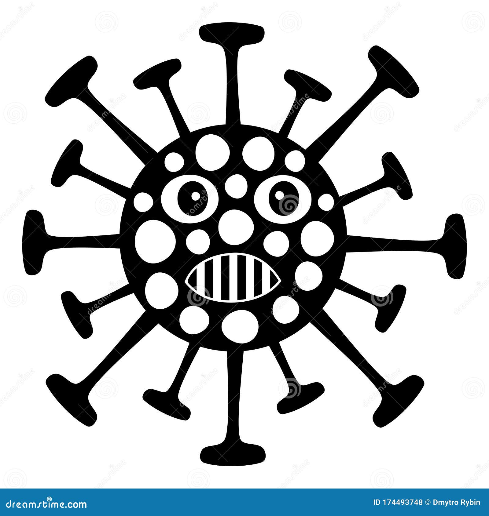 A Stylized Cartoon Image Of A Coronavirus With Face Teeth And Eyes
