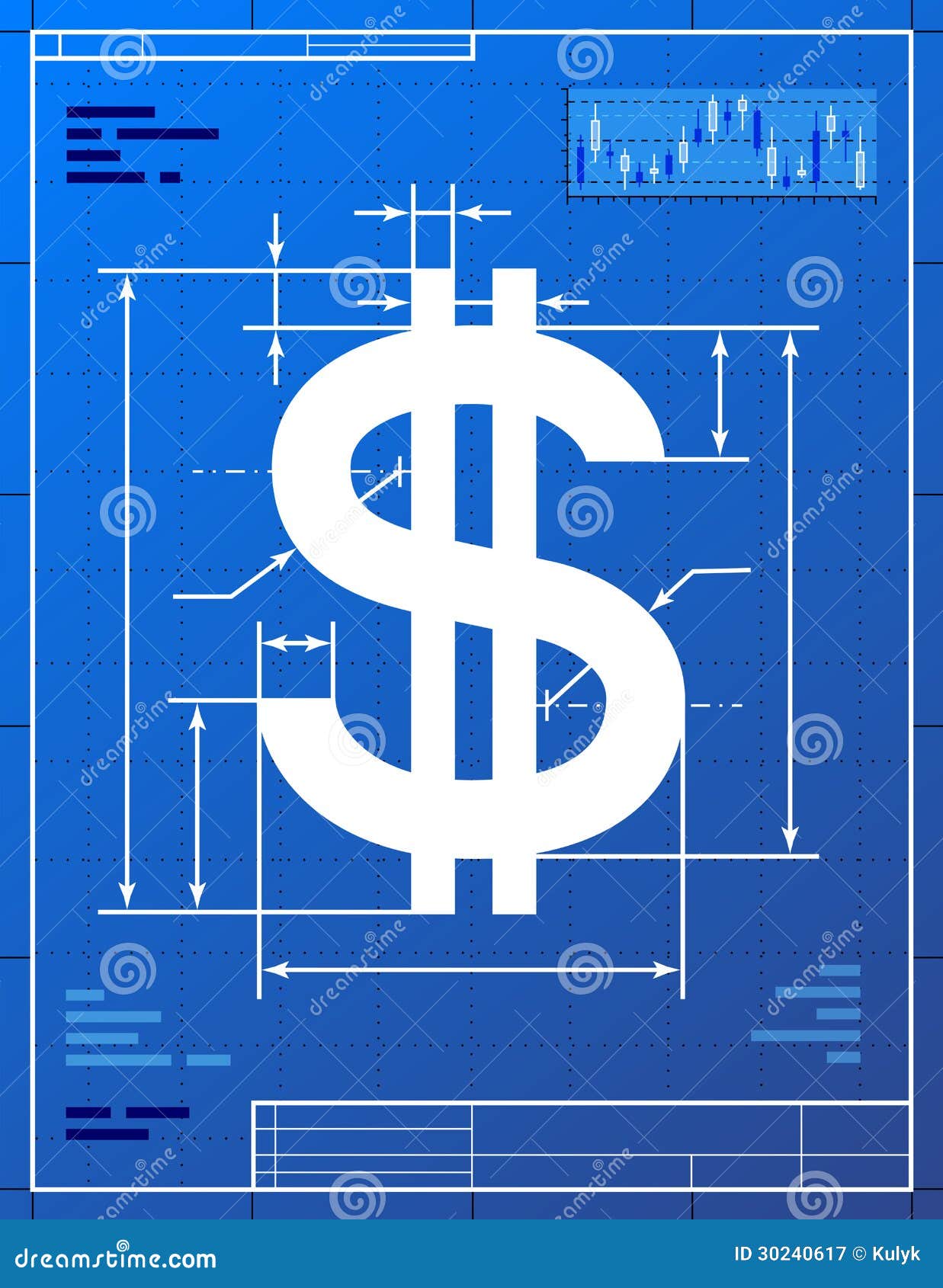 dollar sign like blueprint drawing