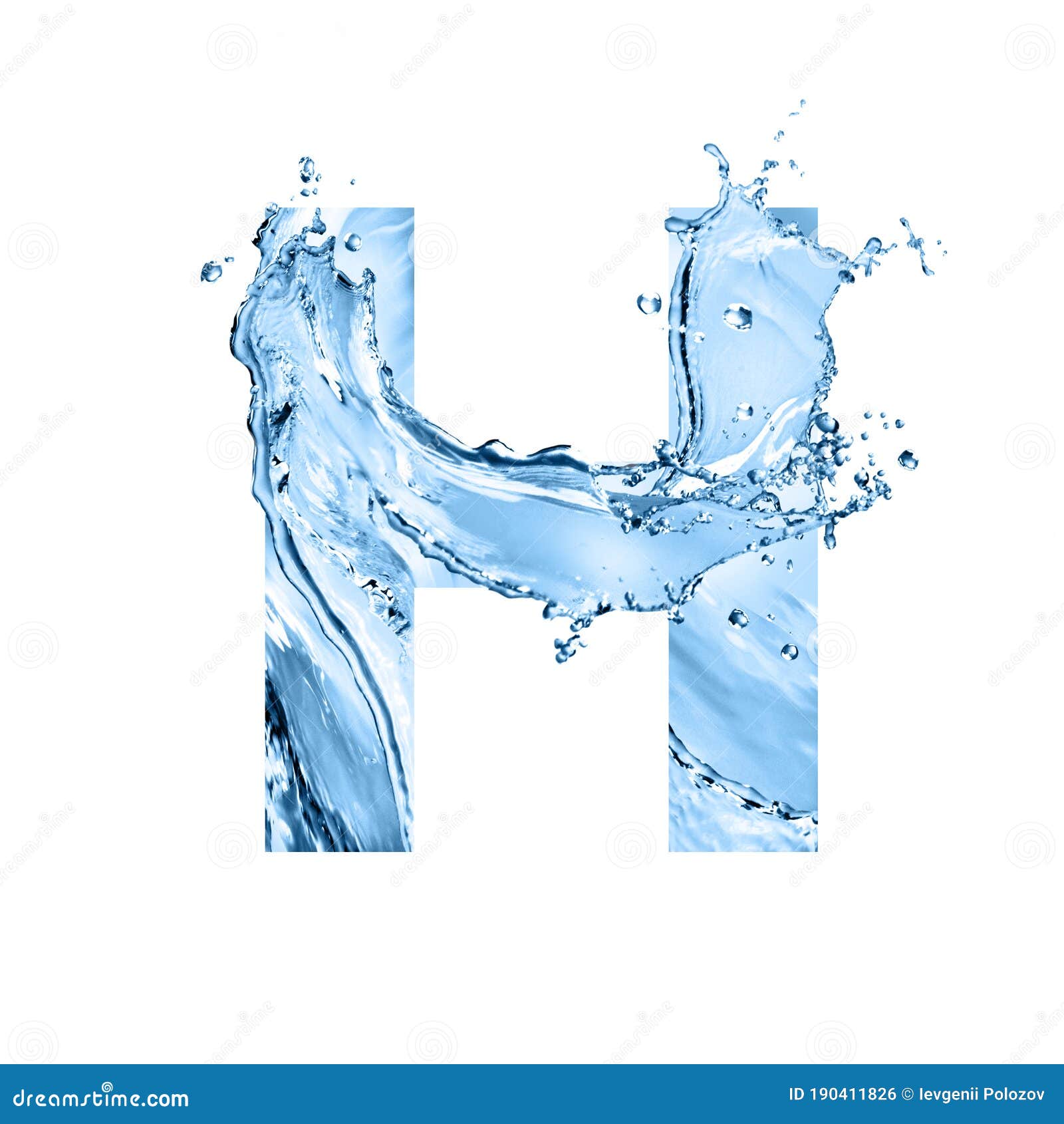 Stylized Font, Text Made of Water Splashes, Capital Letter H, Isolated ...