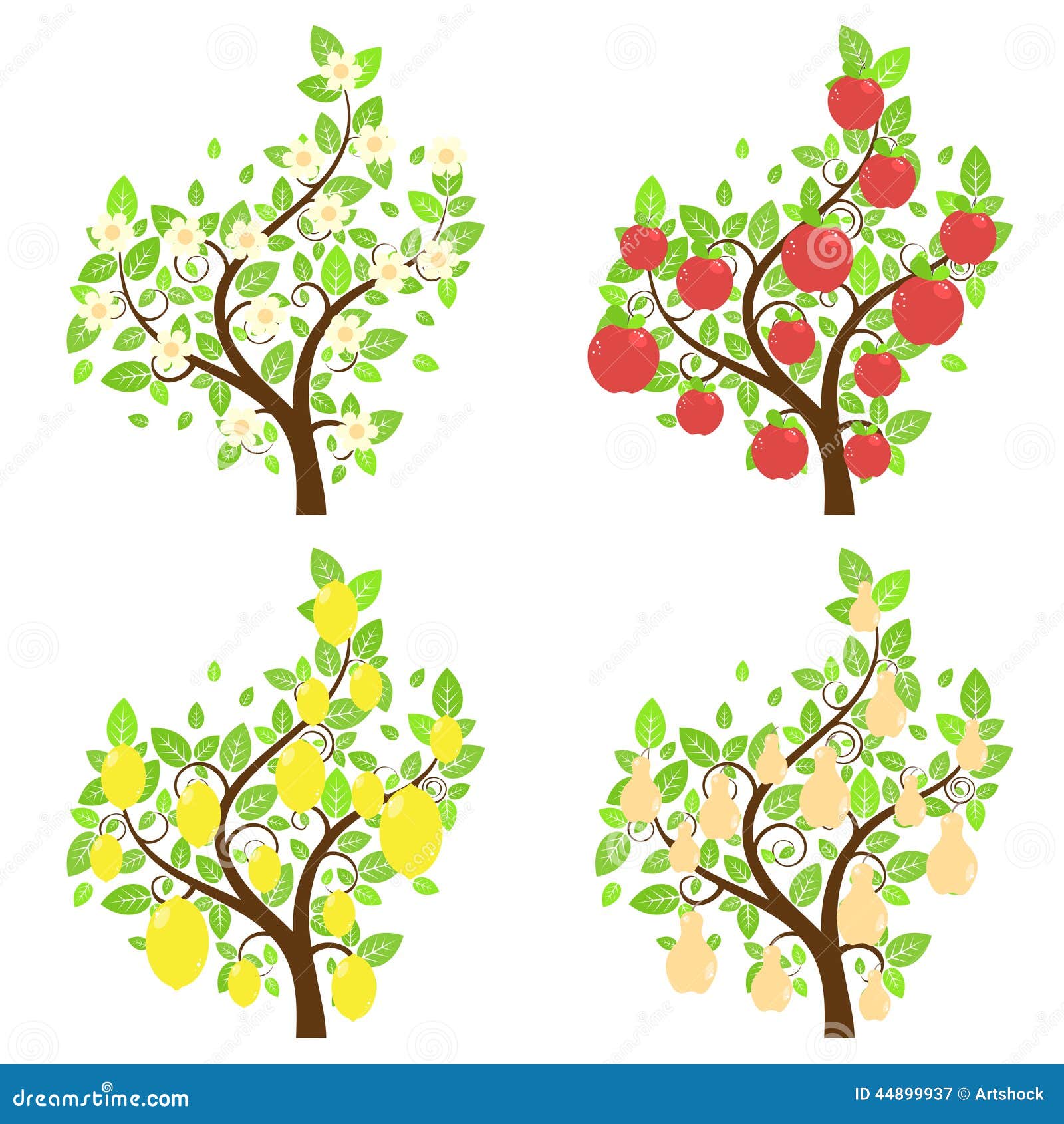 Stylized Fruit Trees Stock Vector - Image: 44899937