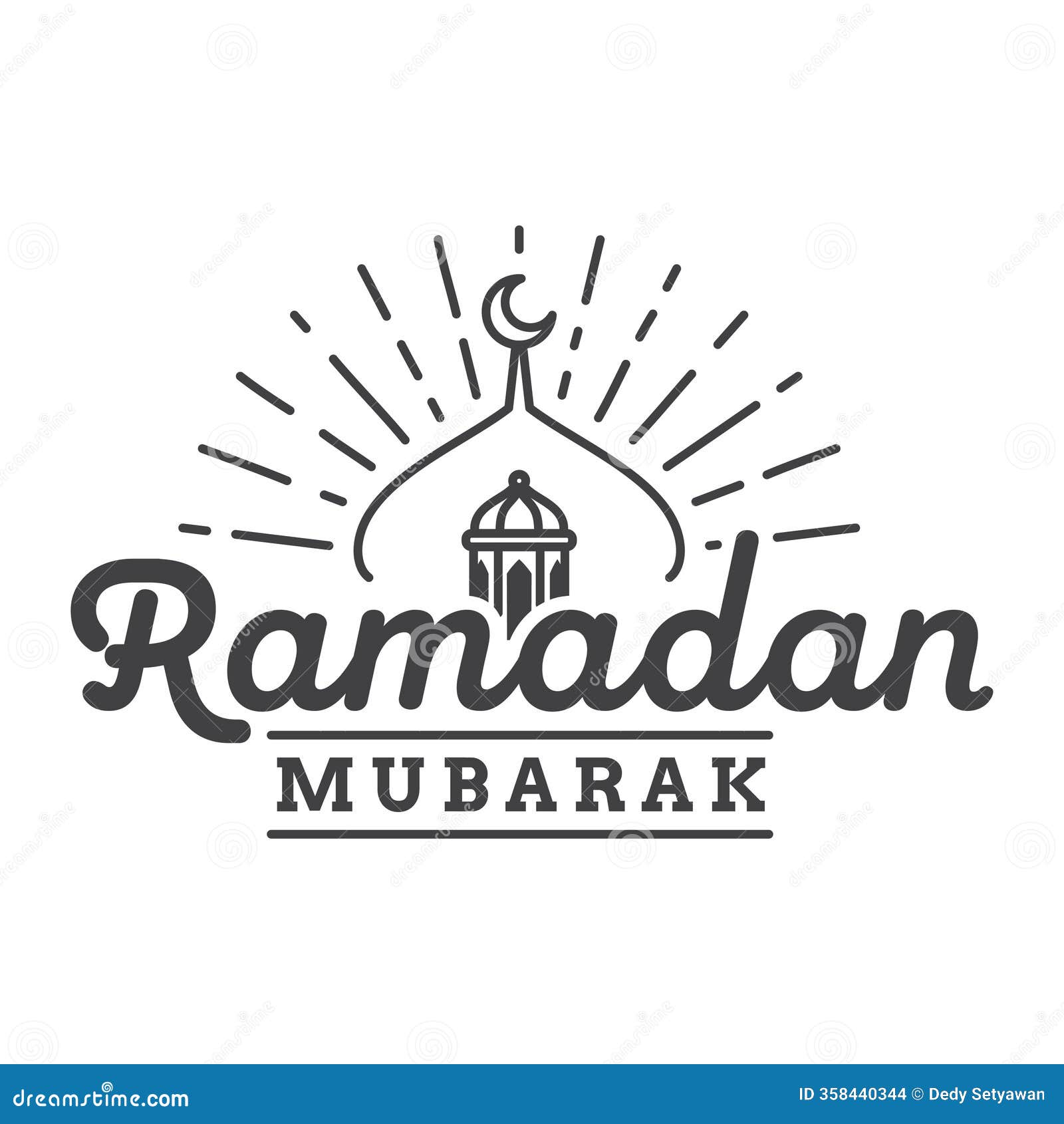 ramadan mubarak  with lantern and crescent moon