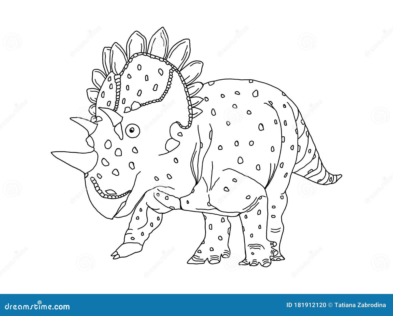 Stylized Herbivore Dinosaur Coloring Page On An Isolated White