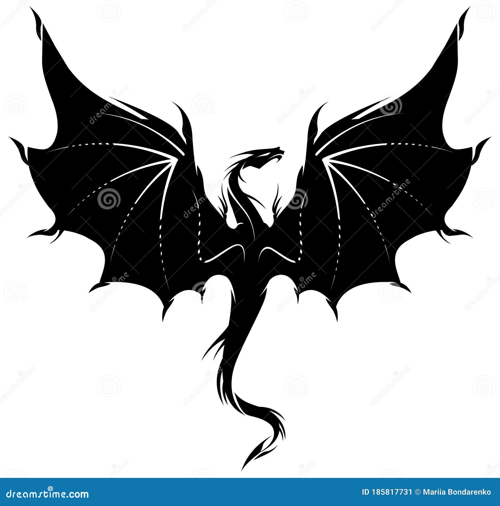 Flying Chinese Dragon Black Silhouette Art Vector Illustration Stock  Illustration - Download Image Now - iStock