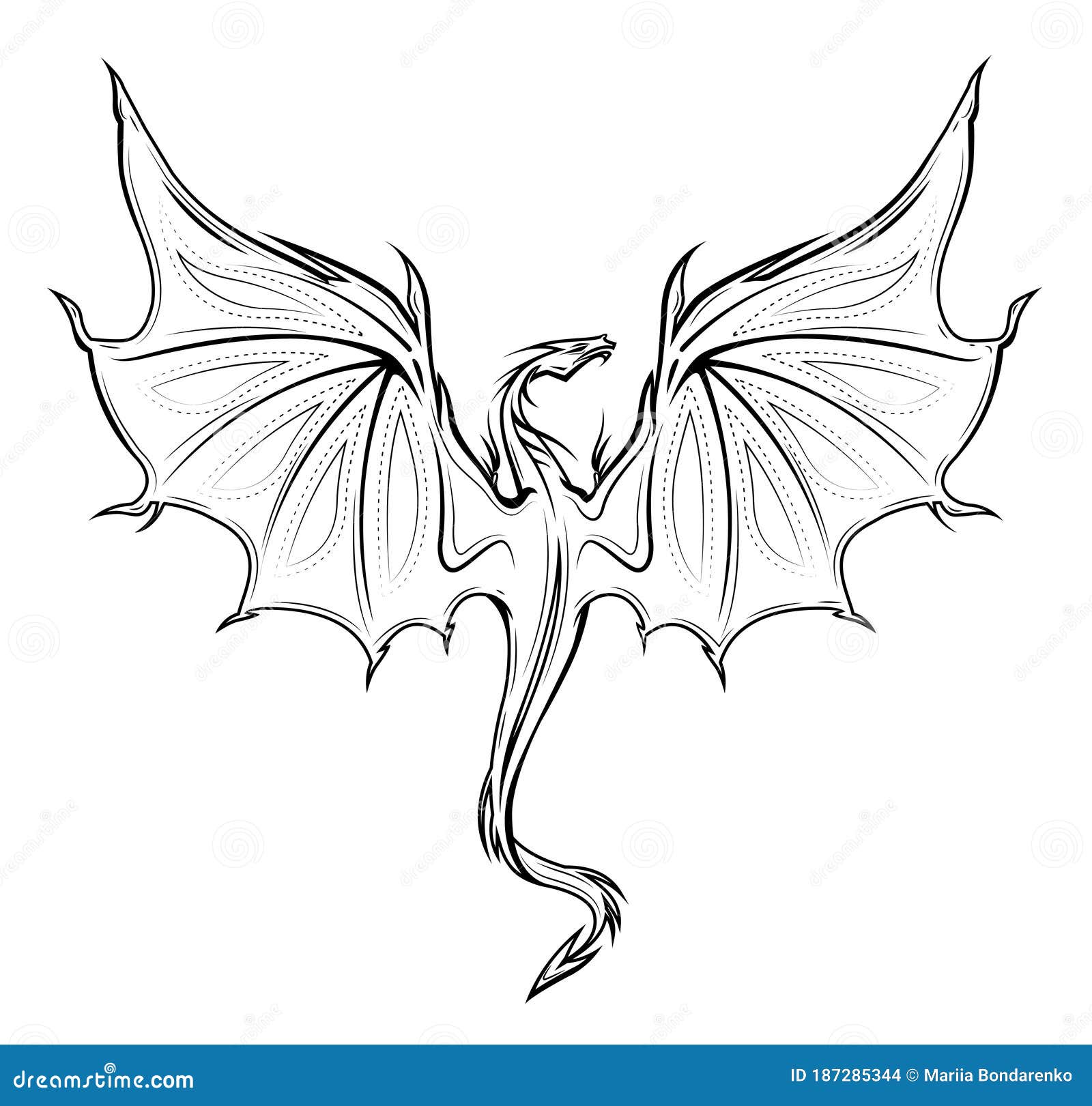 Dragon coloring page. Outline illustration. Dragon drawing coloring sheet  Stock Photo - Alamy