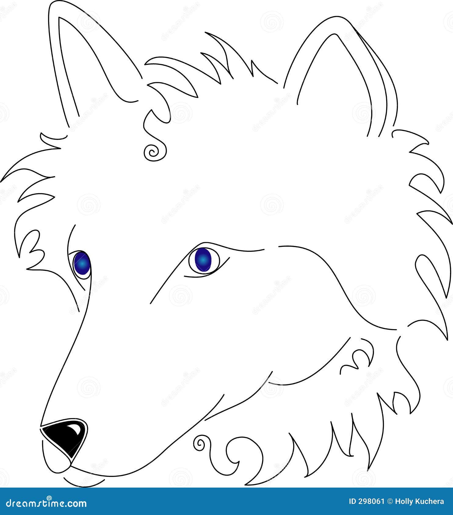 stylized line art white wolf