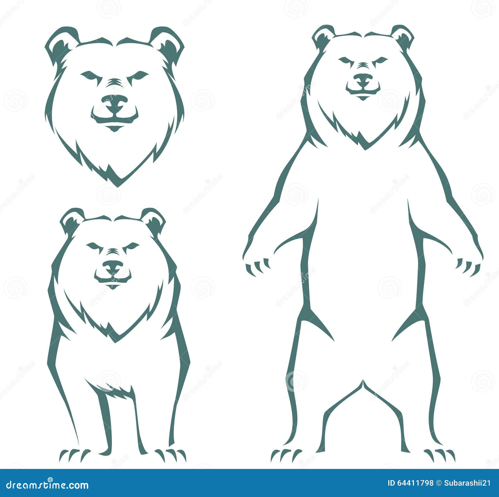 Stylized Line Illustration Of A Bear Stock Vector - Illustration of standin...