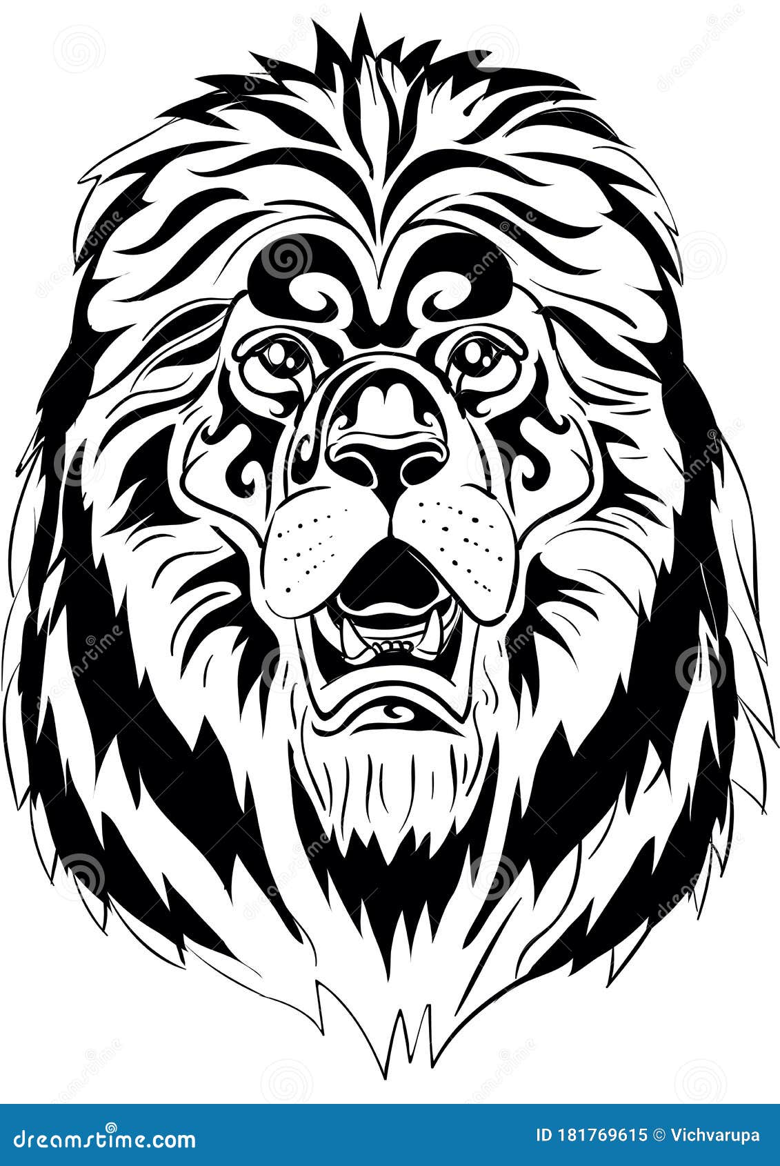 stylized lion head in black color,  object on a white background, logo,  