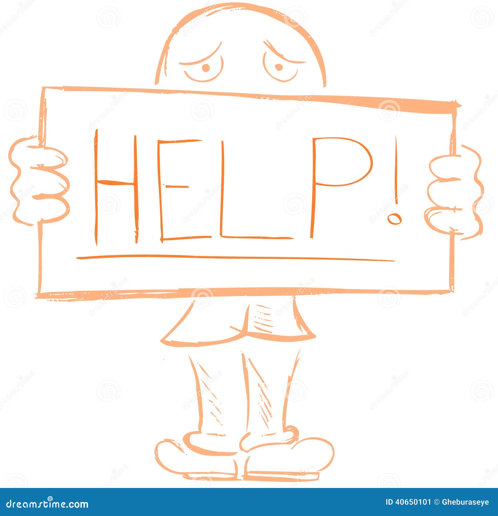 stylized man with help banner 