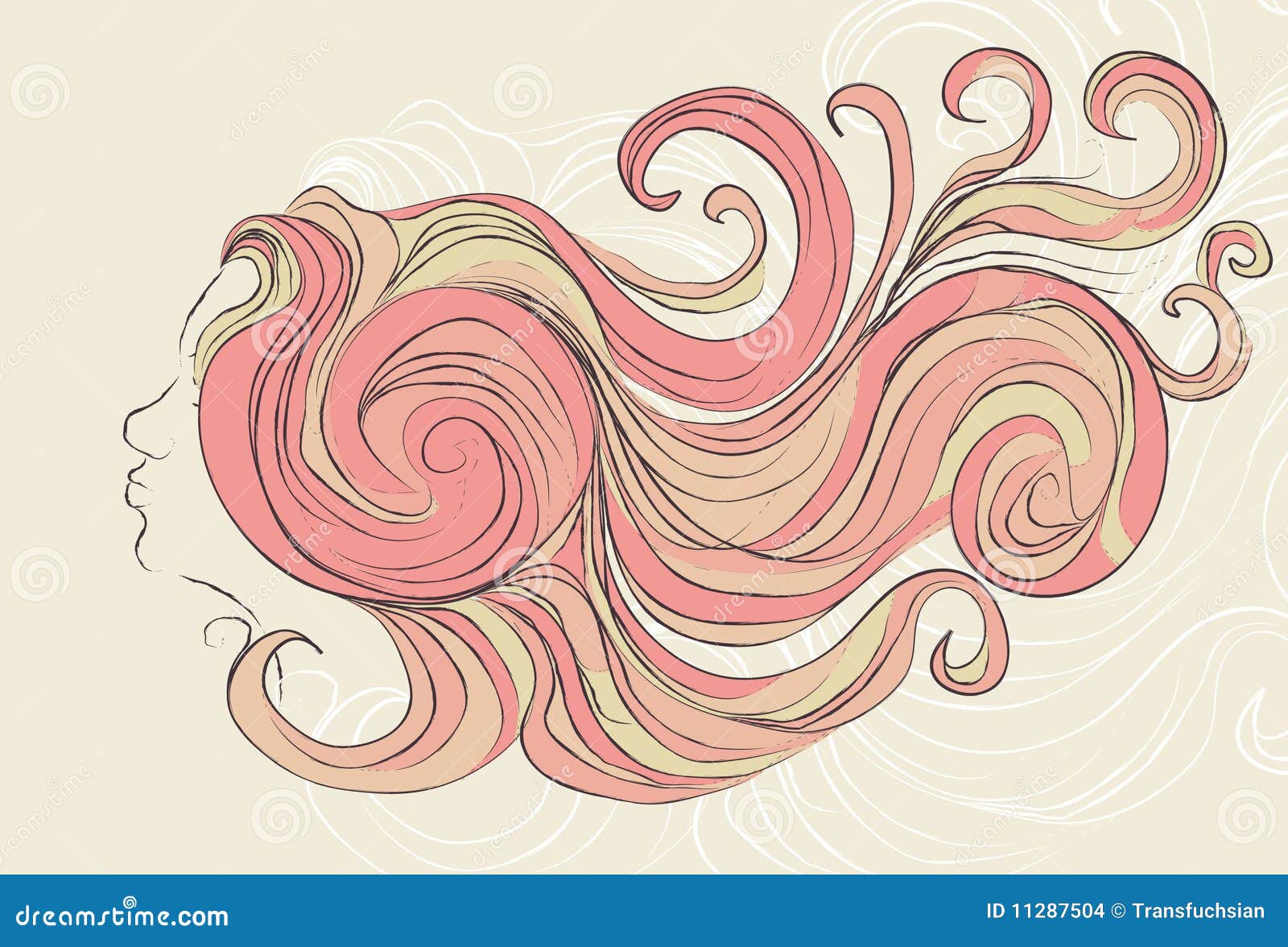 Stylized Messy Girl With Flowing Hair Stock Images - Image 