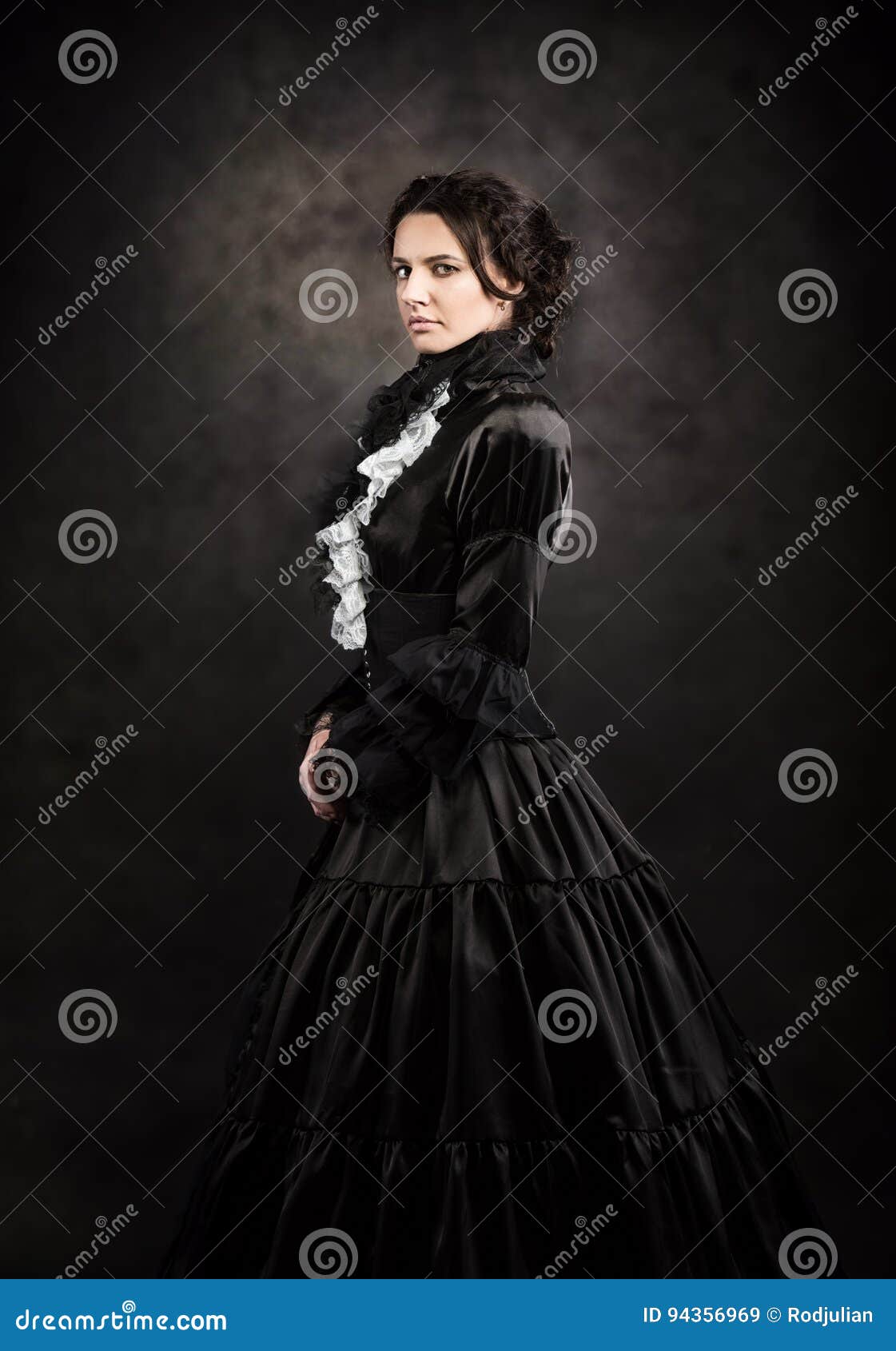stylized portrait of a victorian lady in black