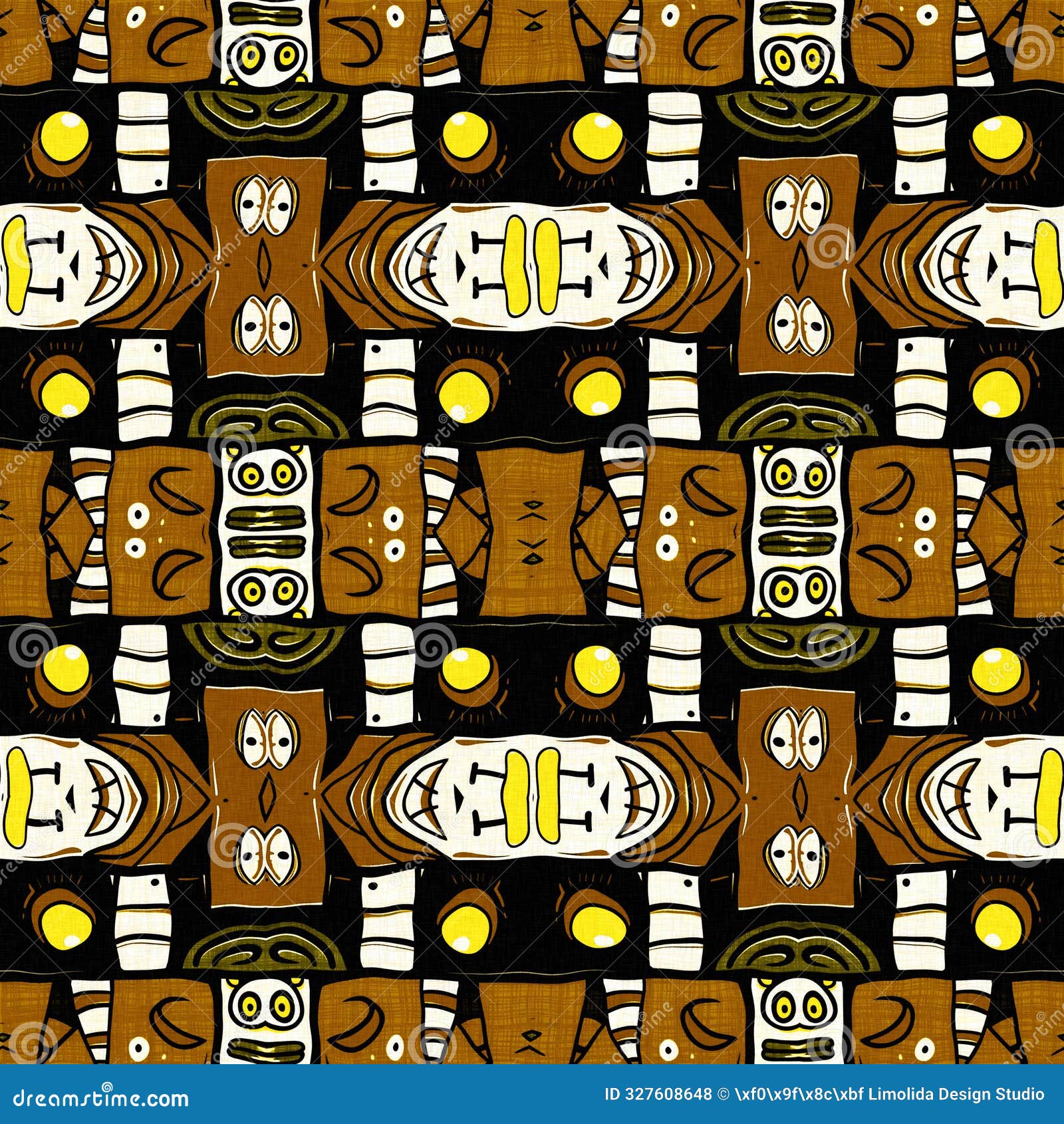 modern tribal  mud cloth effect seamless pattern. stylized  doodle in khaki brown color background  of