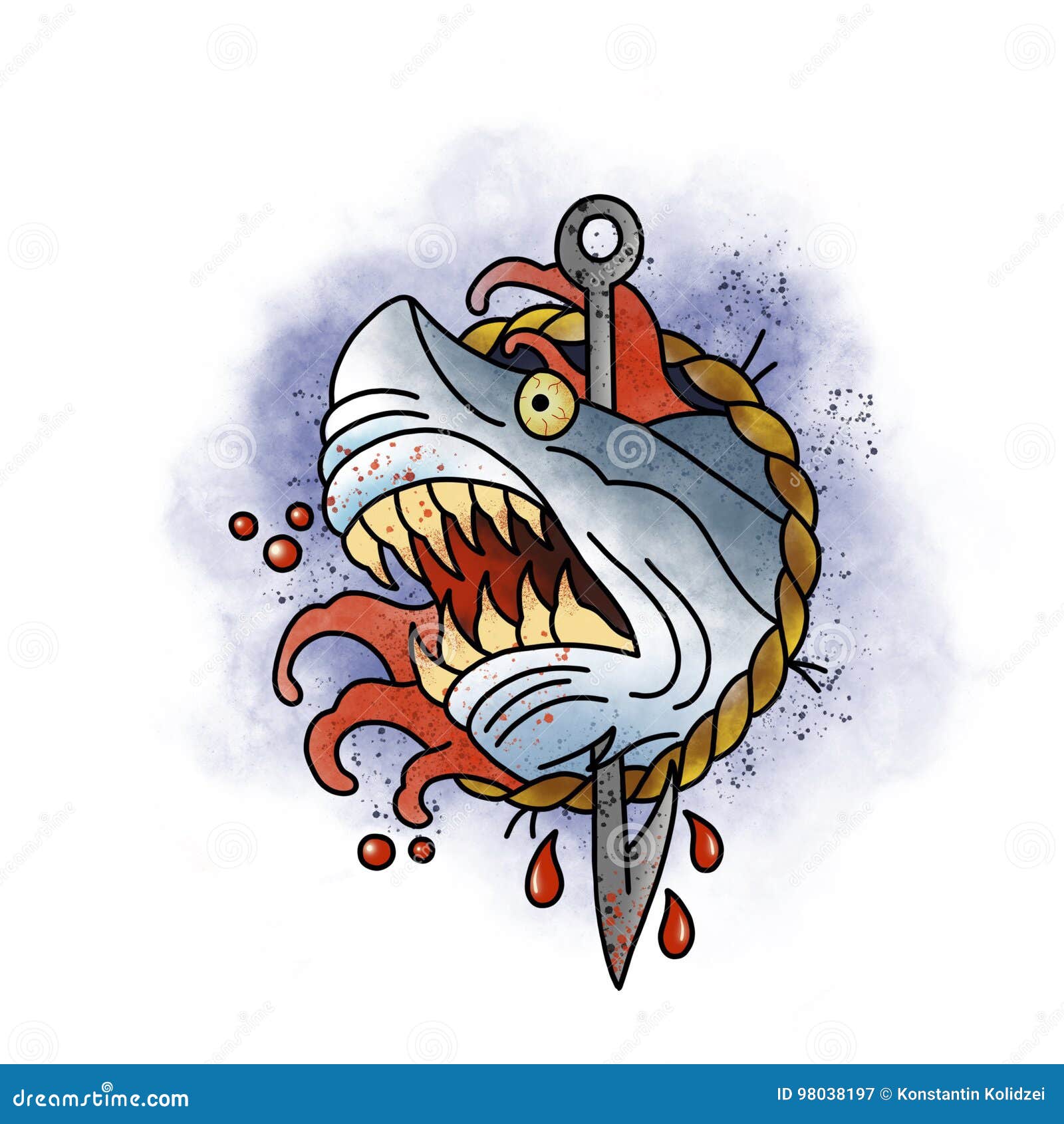 Stylized Shark. Tattoo Design Stock Illustration - Illustration of danger,  beauty: 98038197