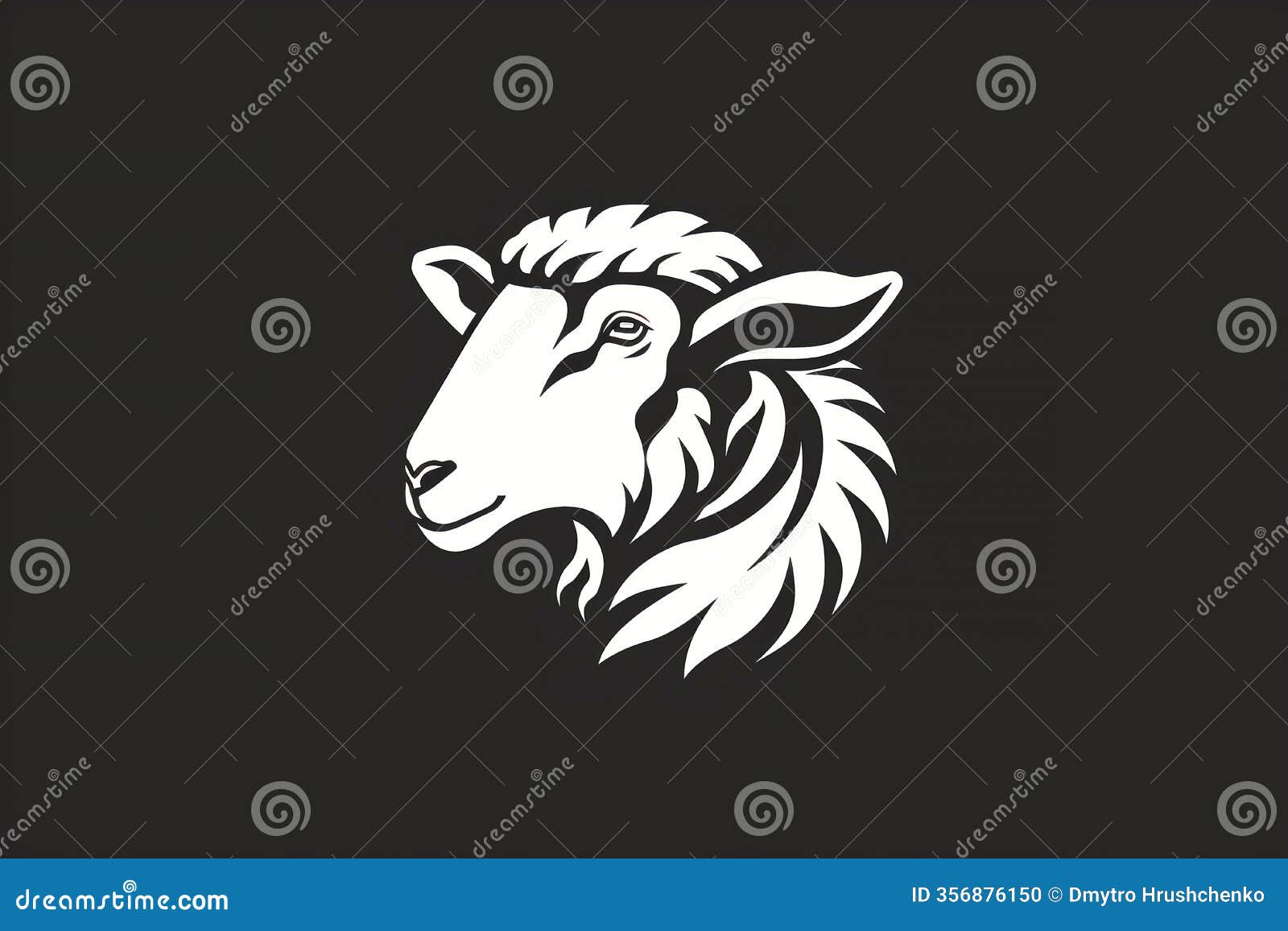 stylized sheep head silhouette with intricate wool details, ideal for farm-themed and rustic s.