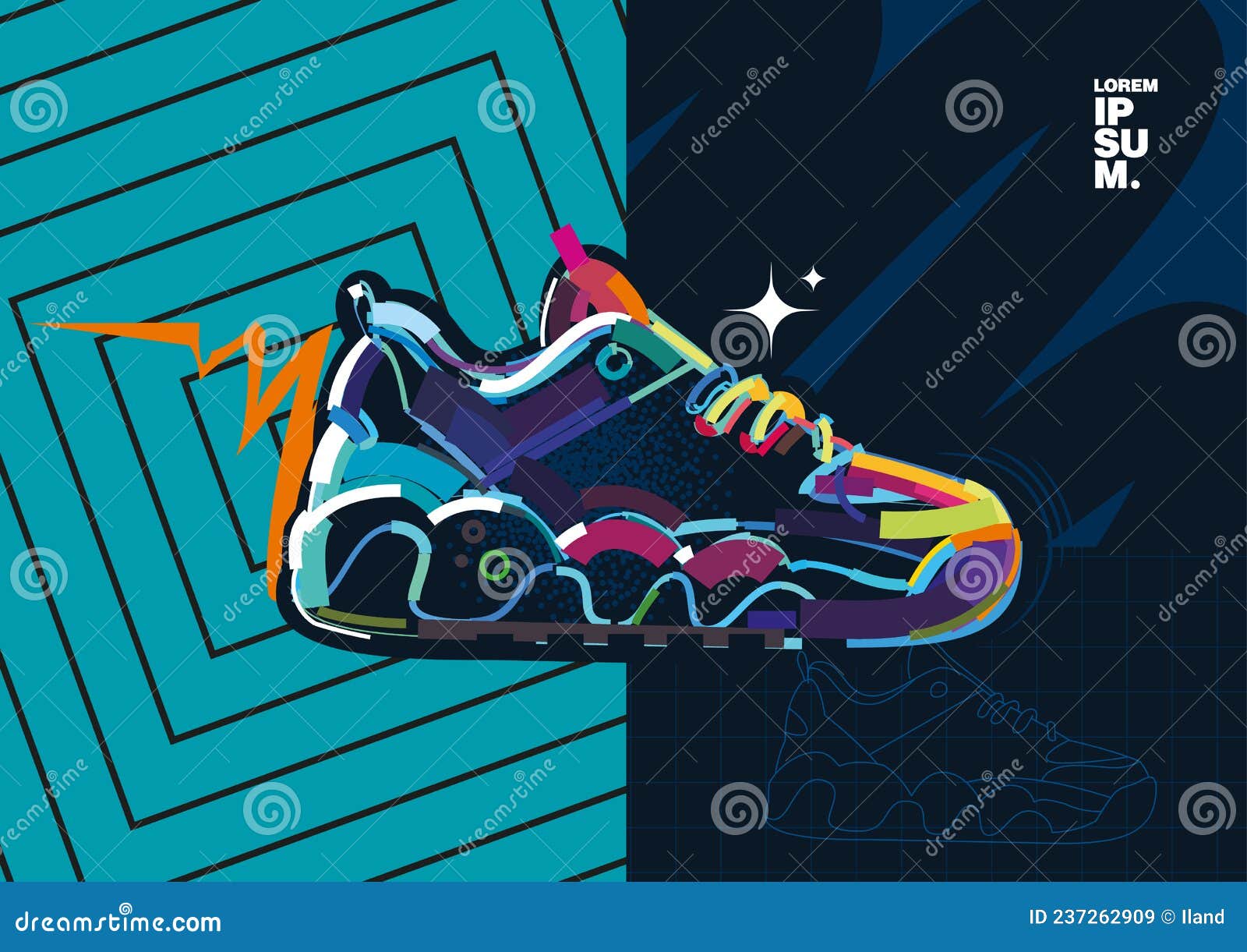 Stylized Sneaker. Banner in a Digital Painting Stock Vector ...