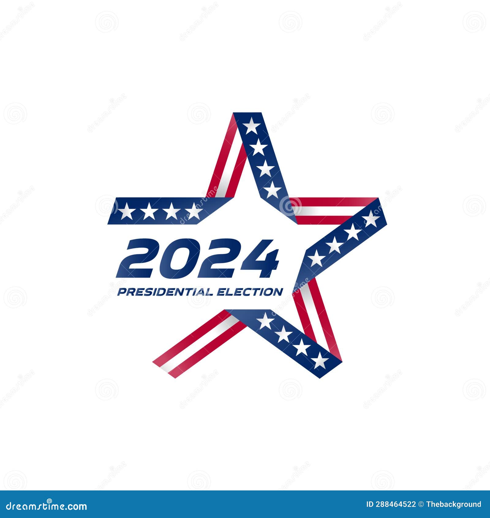 Stylized Star with American Flag Colors and Symbols. Presidential