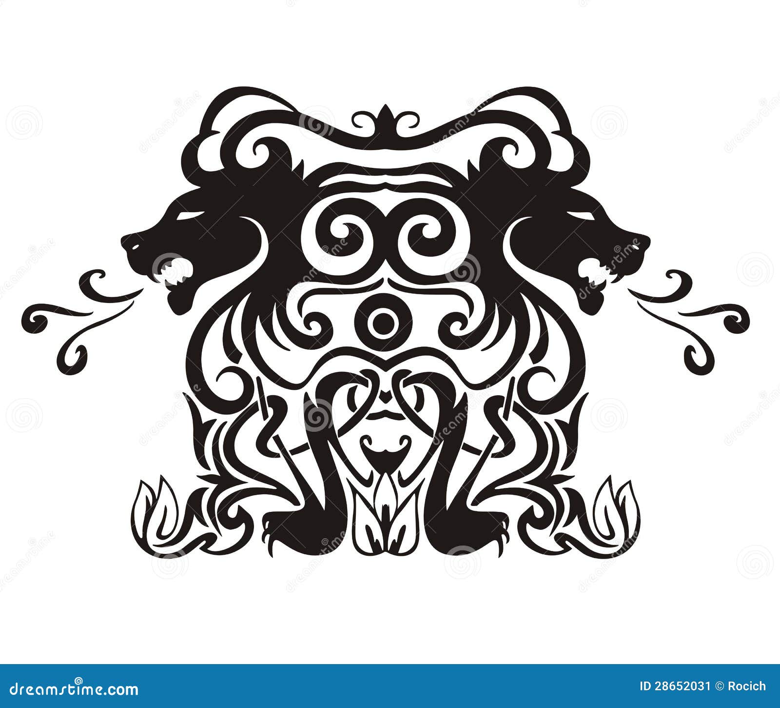 Stylized Symmetric Vignette with Lions Stock Vector - Illustration of ...