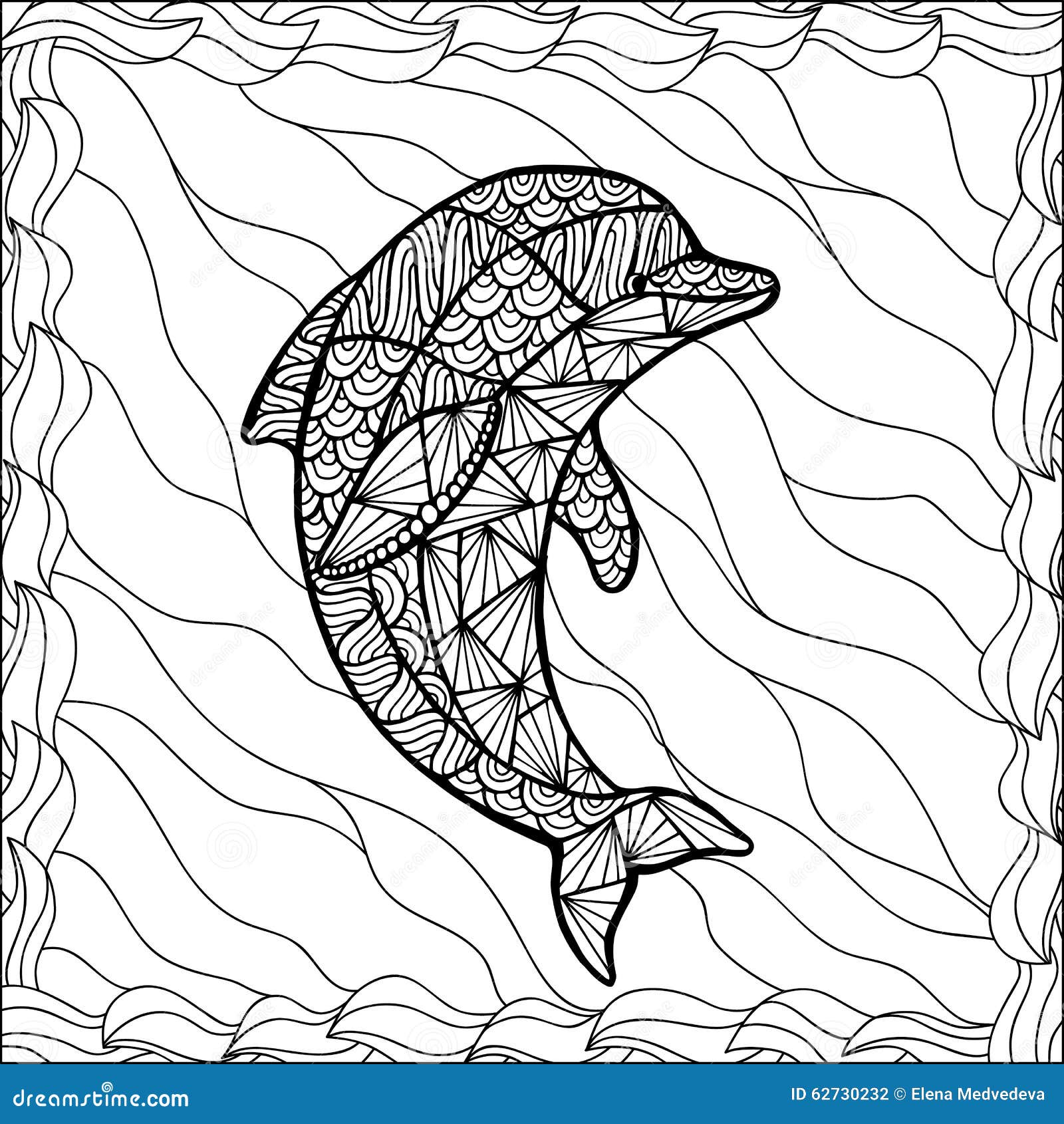 Stylized Vector Dolphin, Zentangle Isolated Stock Vector ...