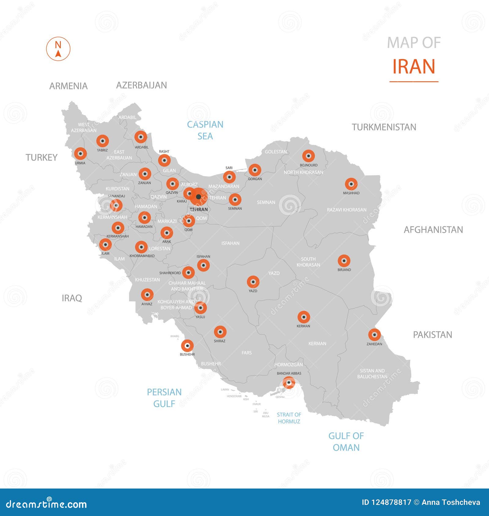Iran Map with Administrative Divisions. Stock Vector - Illustration of