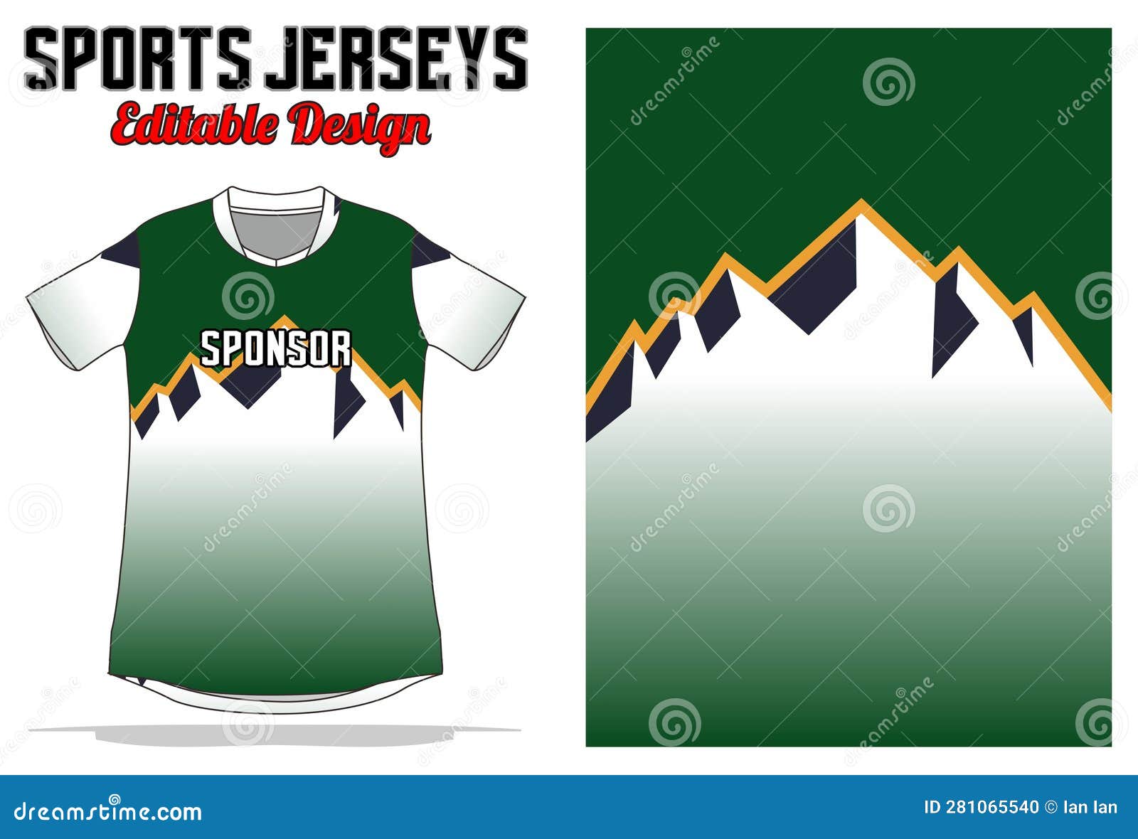 Simple Elegant Green and Gold Sublimation Jersey Stock