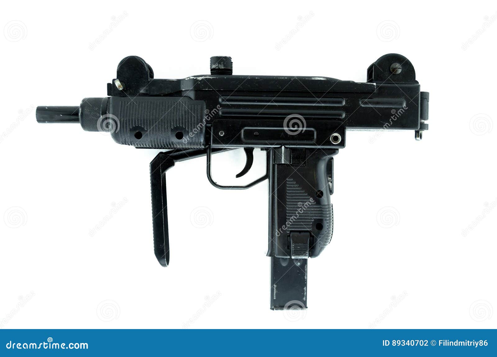 Submachine Gun Isolated on White, Pneumatic Weapon. Stock Photo Image