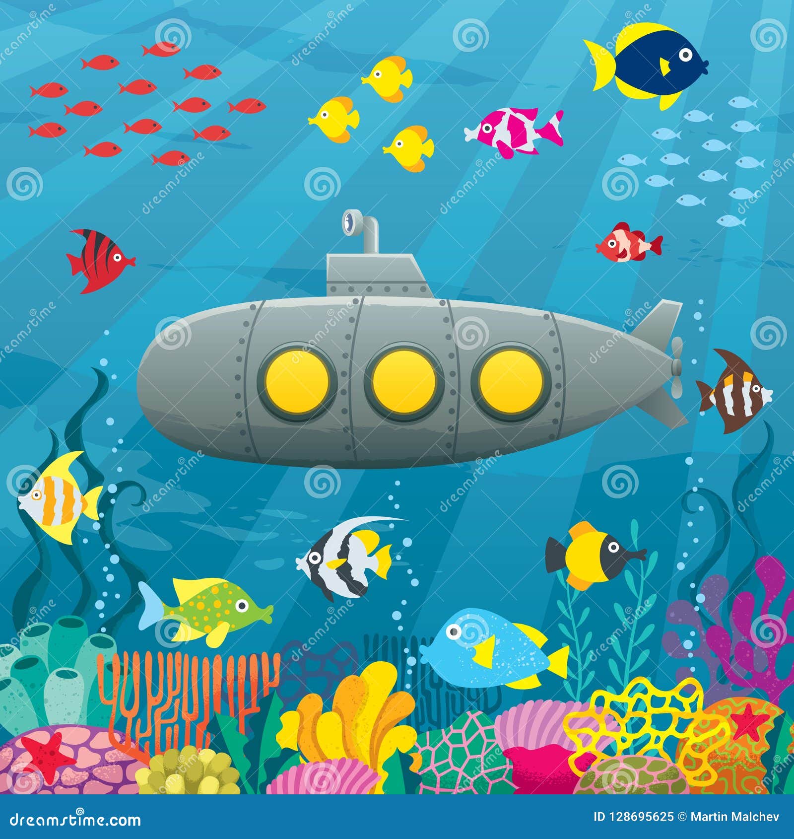 Submarine Cartoon Background Stock Vector - Illustration of background, nautical: 128695625 Submarine Cartoon Background Stock Vector - Illustration of background, nautical: 128695625