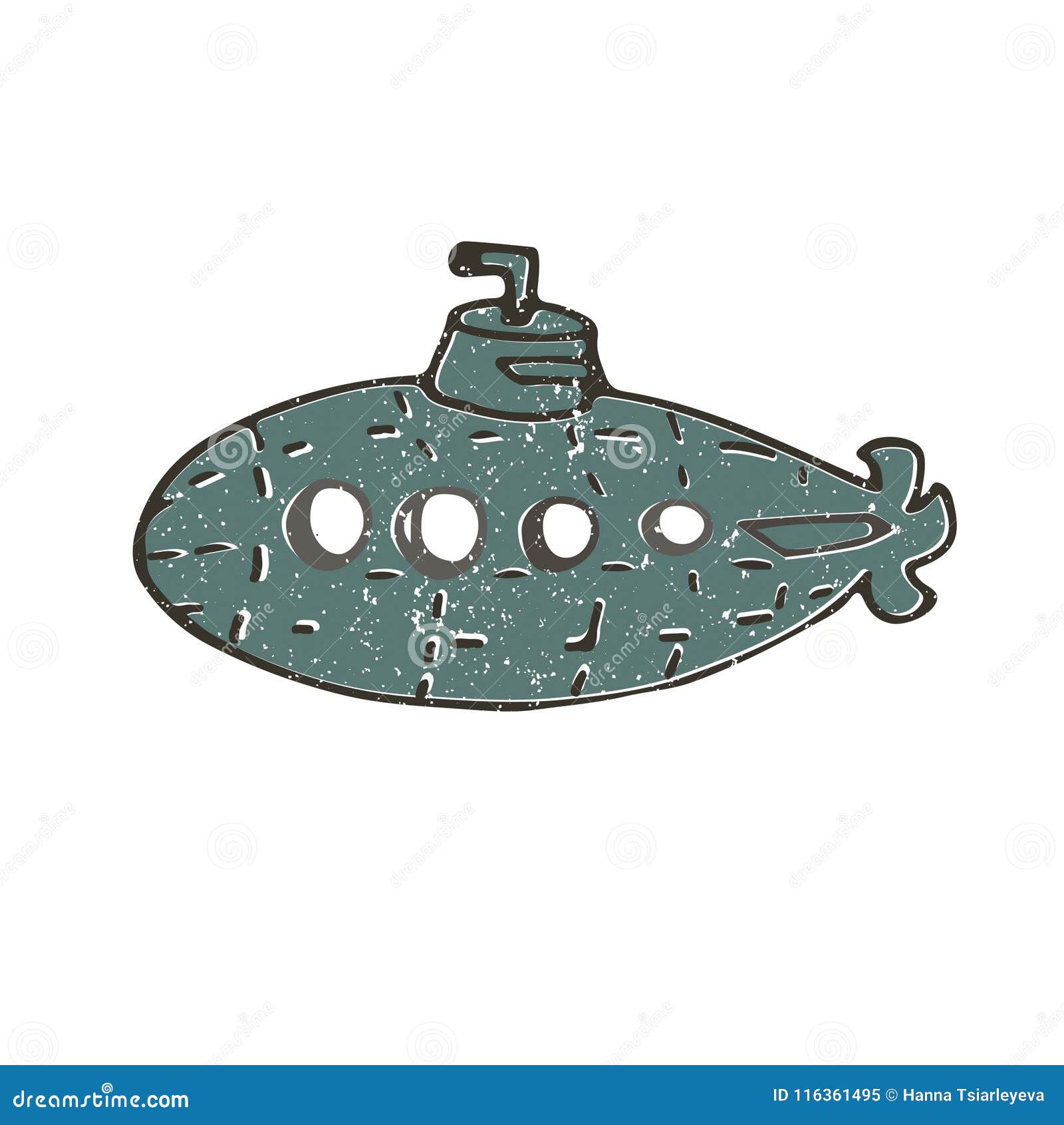 Submarine Color Texture Vector Illustration Shabby Style Drawing ...