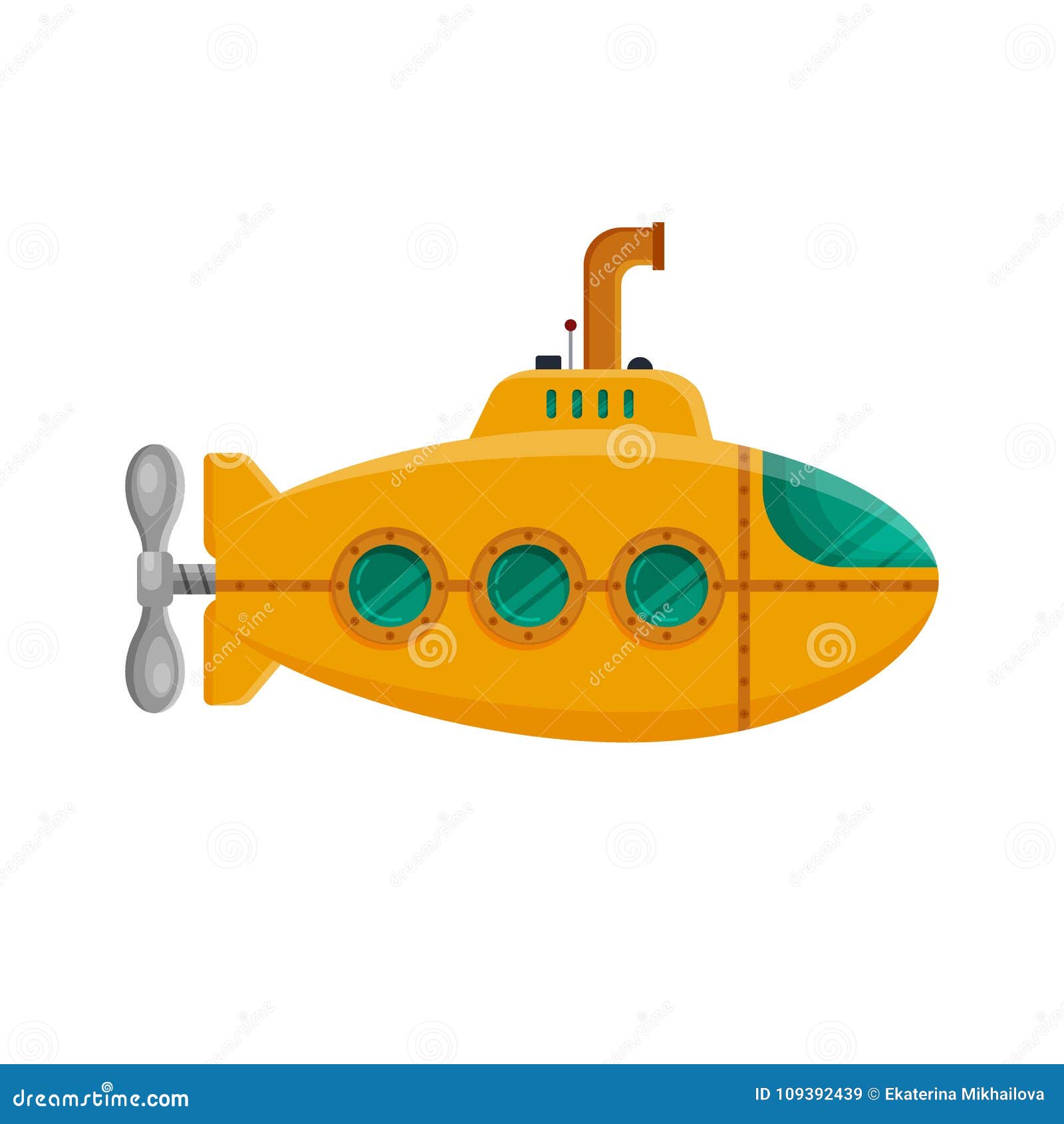 Vetores de Submarino Amarelo Com Conceito Subaquático De