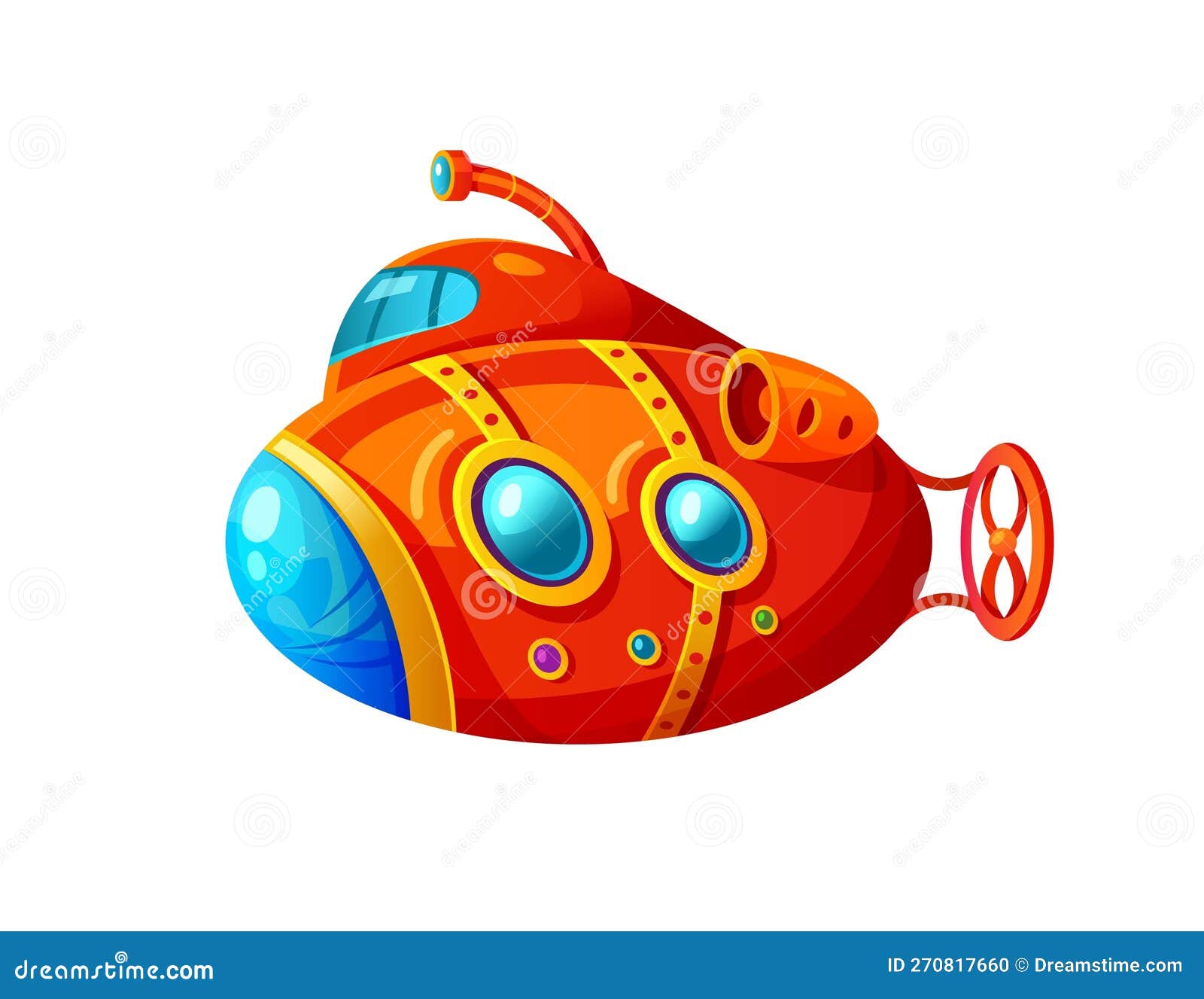 Ilustración de icono de vector de dibujos animados submarino vehículo  submarino objeto de transporte plano aislado  Vector Premium