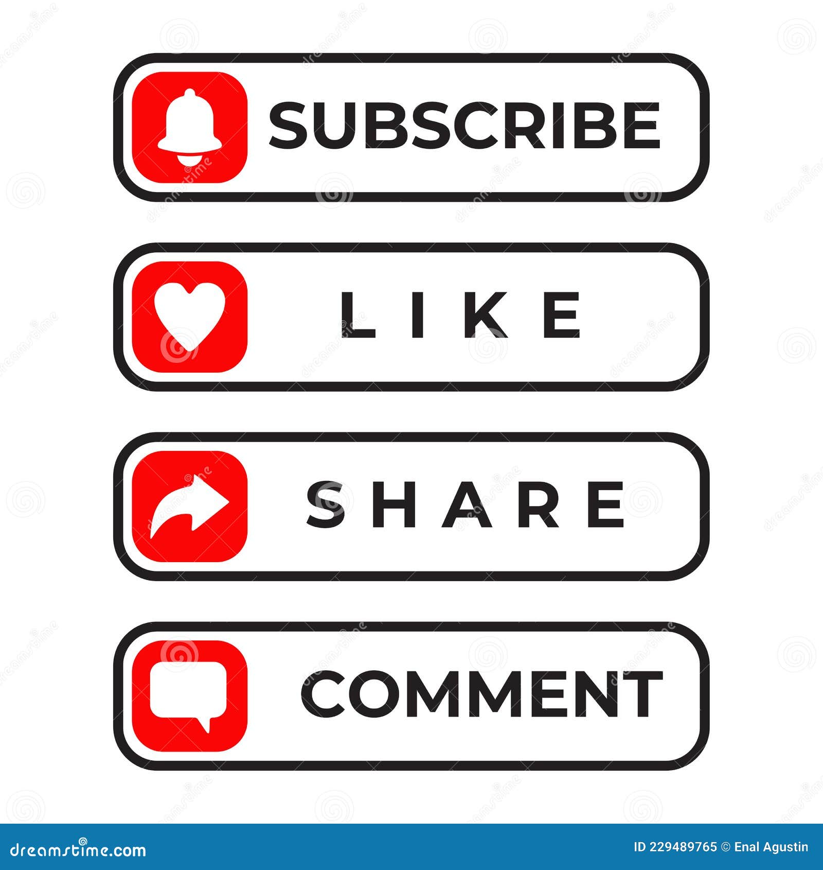 subscribe, like, share and comment button logo  for social media