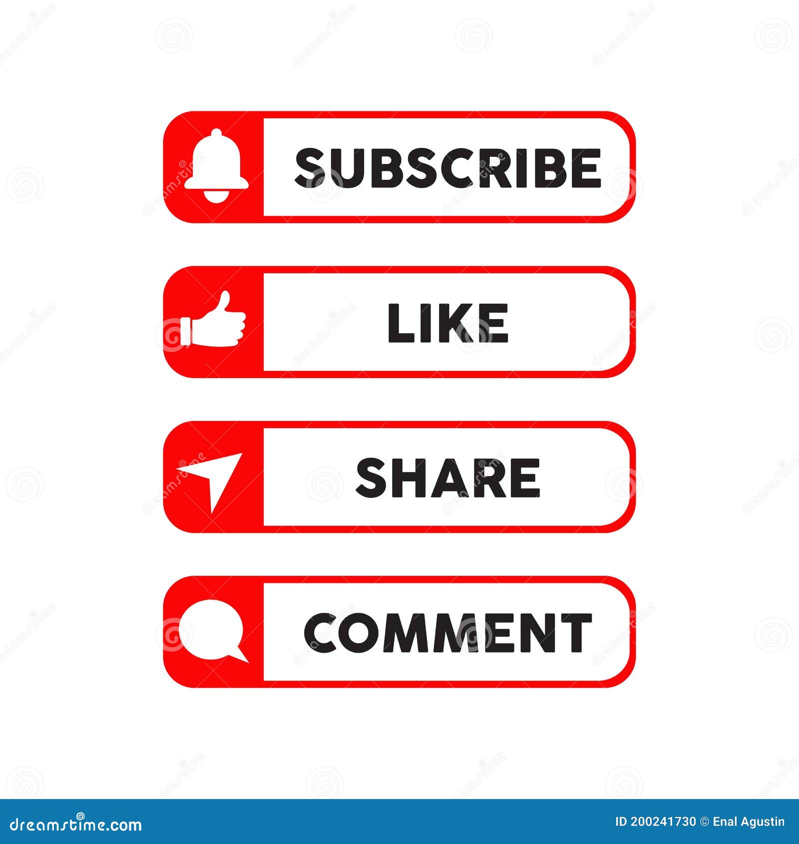 Subscribe Like Share And Comment Button Symbol Design For Social
