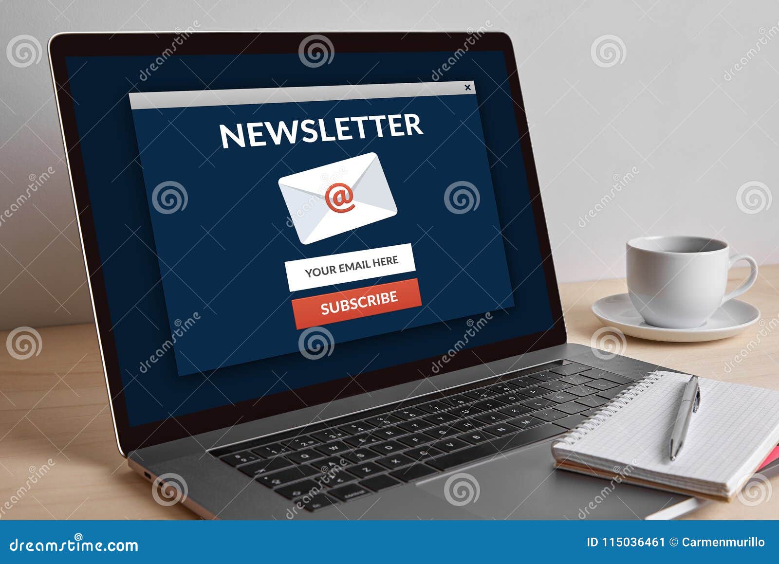 subscribe newsletter concept on modern laptop computer screen