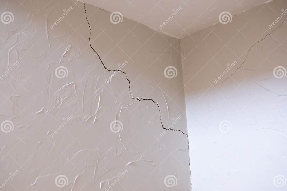 Subsidence Crack in Corner of Wall and Ceiling Stock Photo Image of
