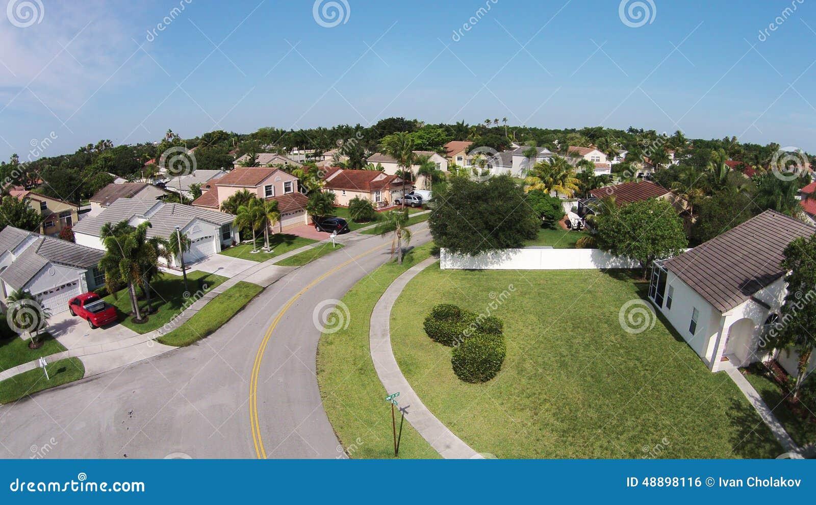 suburban street in florida aerial