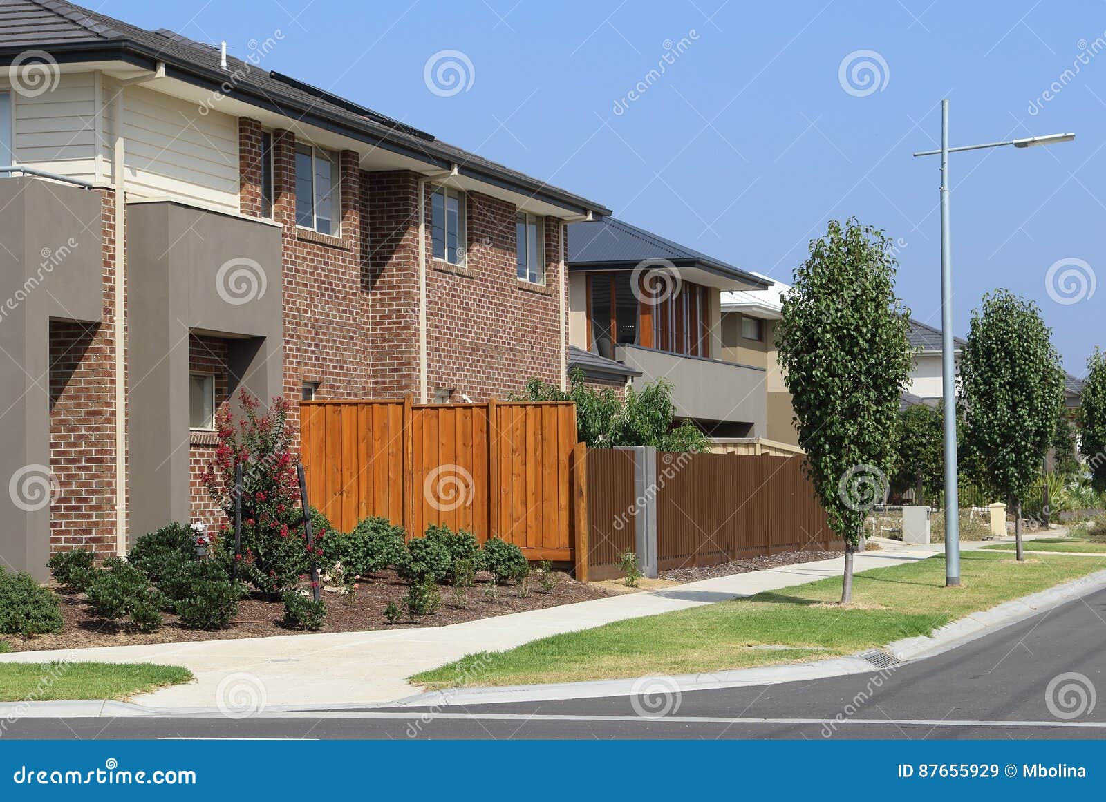 Suburban Street With Modern Houses Stock Image Image Of Style Street