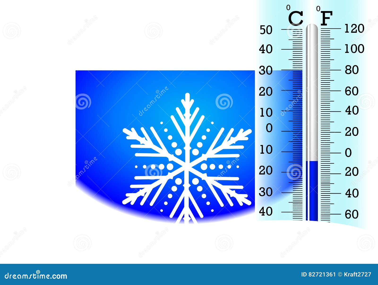 Subzero Temperature on the Thermometer Stock Vector Illustration of