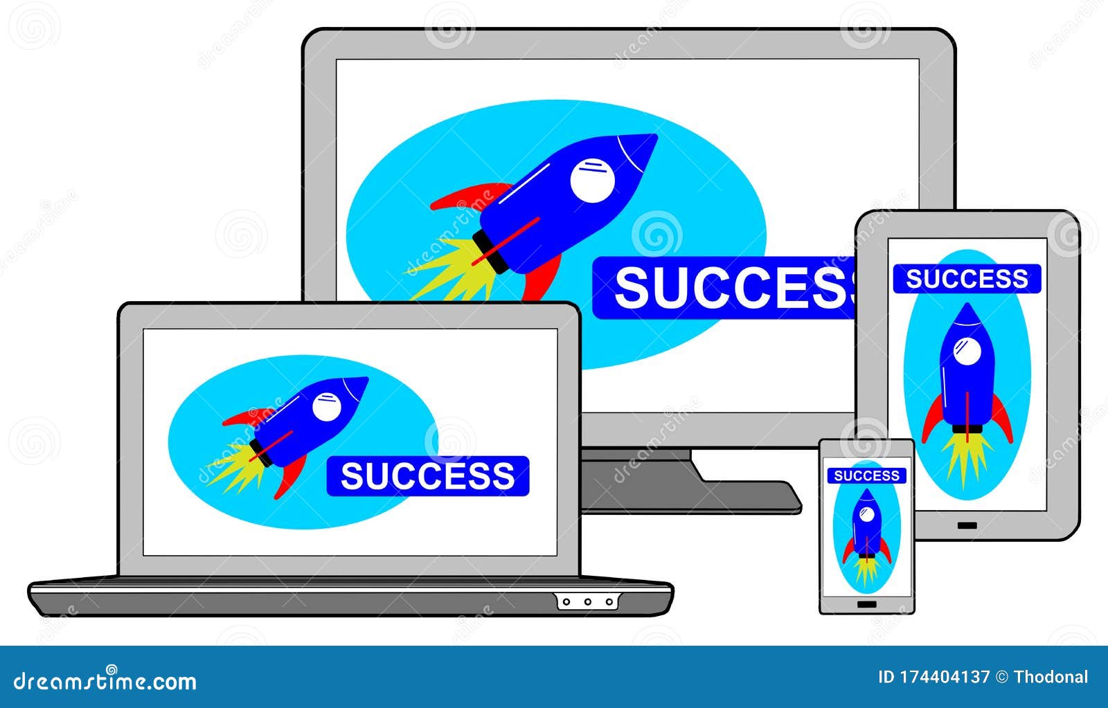 Success Concept on Different Devices Stock Illustration Illustration