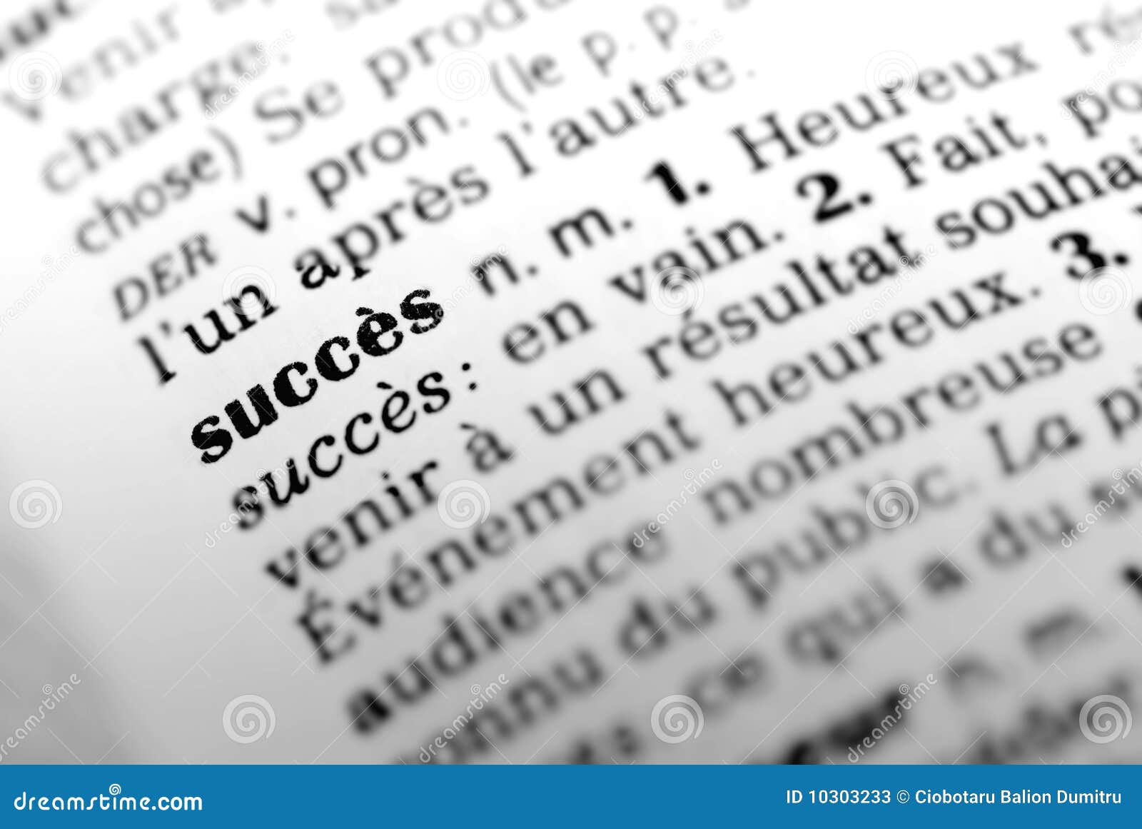 Success in French Dictionary Stock Image Image of economy, commerce