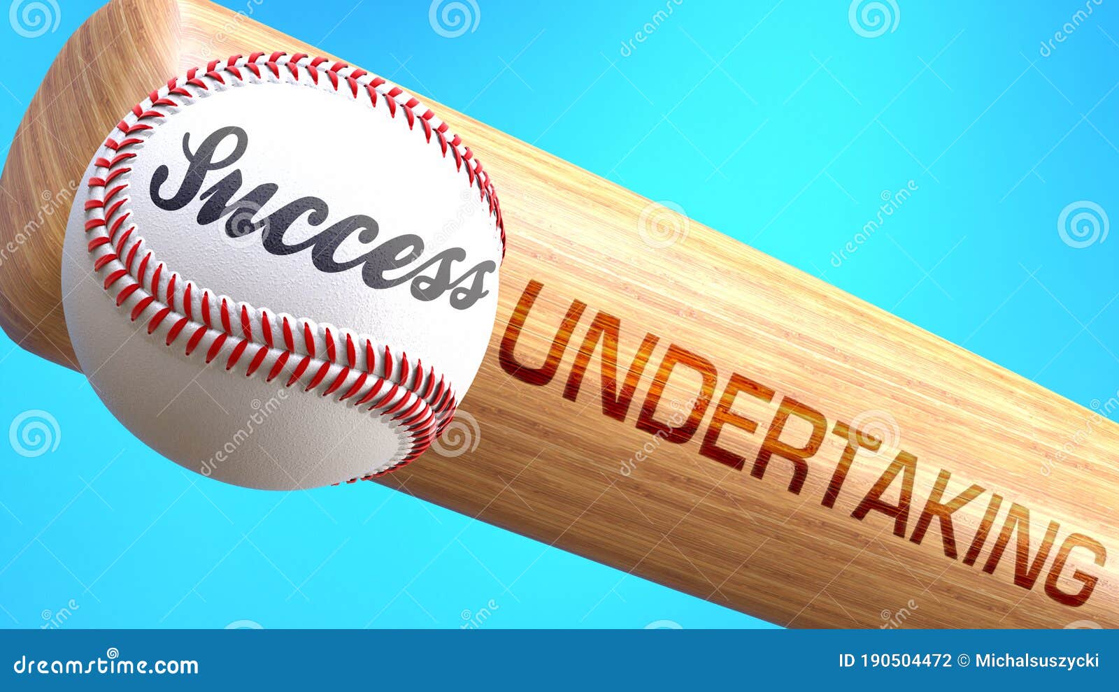 success in life depends on undertaking - pictured as word undertaking on a bat, to show that undertaking is crucial for successful